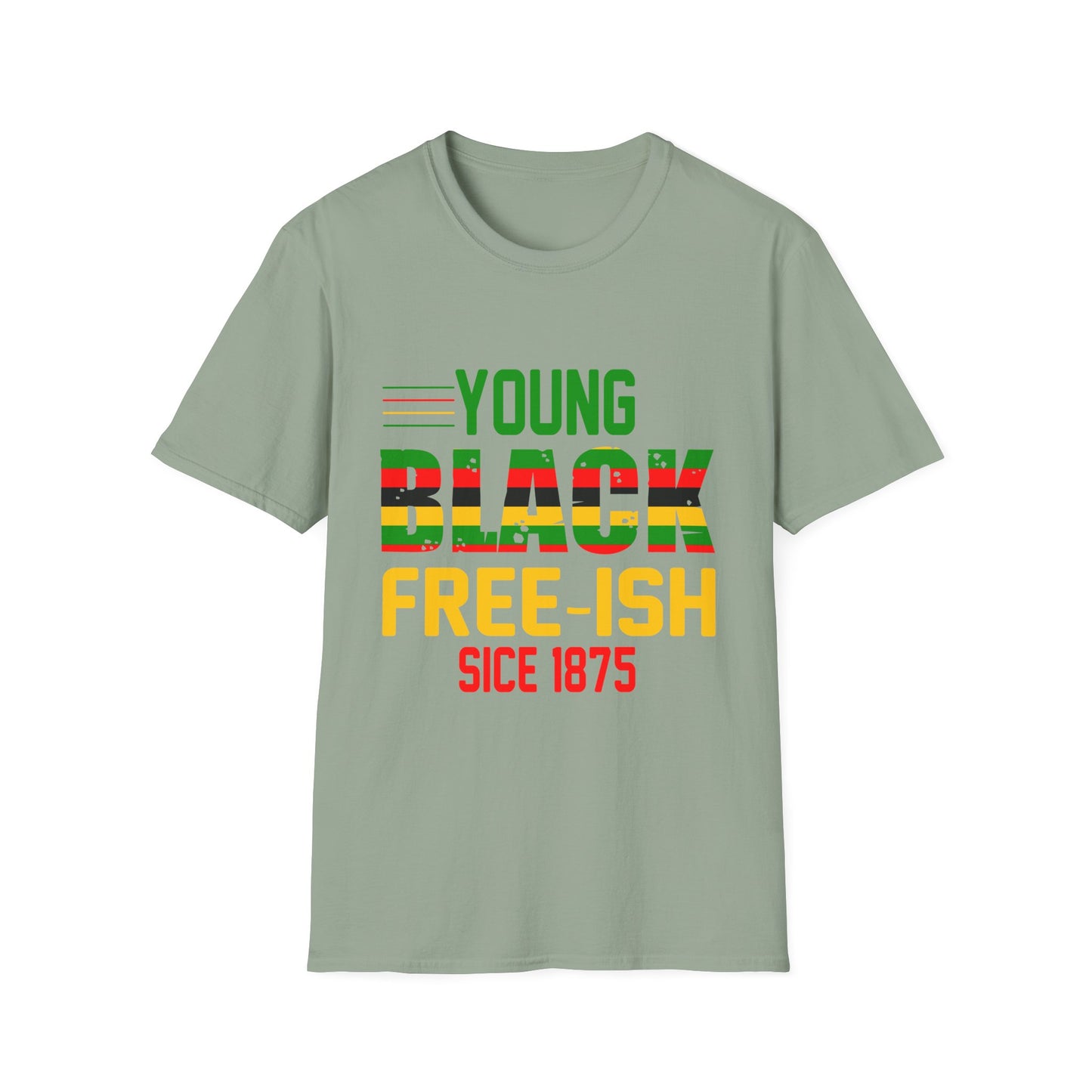 Young Black Free-Ish Unisex Softstyle T-Shirt, Celebratory Tee, Cultural Pride Shirt, Equality Apparel, Ideal for Events & Gifts