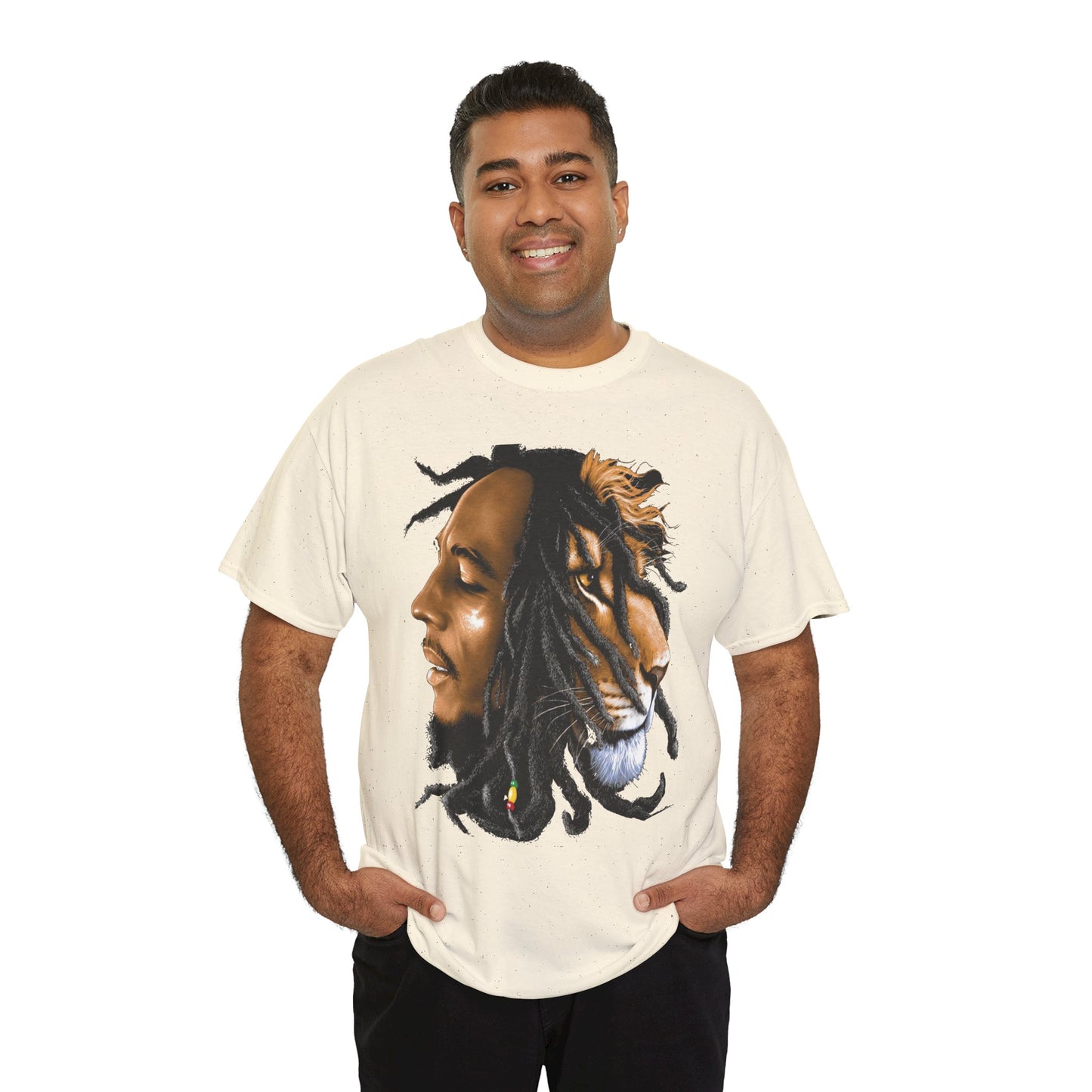 Unisex Heavy Cotton Tee - Inspiring Lion and Human Design