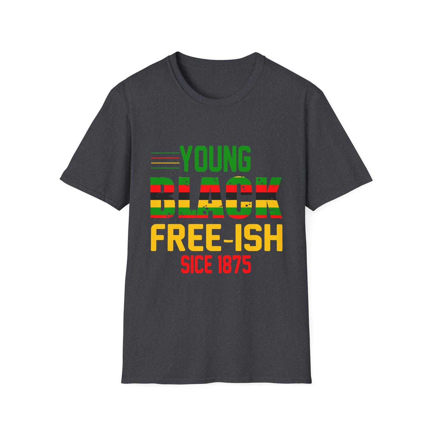 Young Black Free-Ish Unisex Softstyle T-Shirt, Celebratory Tee, Cultural Pride Shirt, Equality Apparel, Ideal for Events & Gifts
