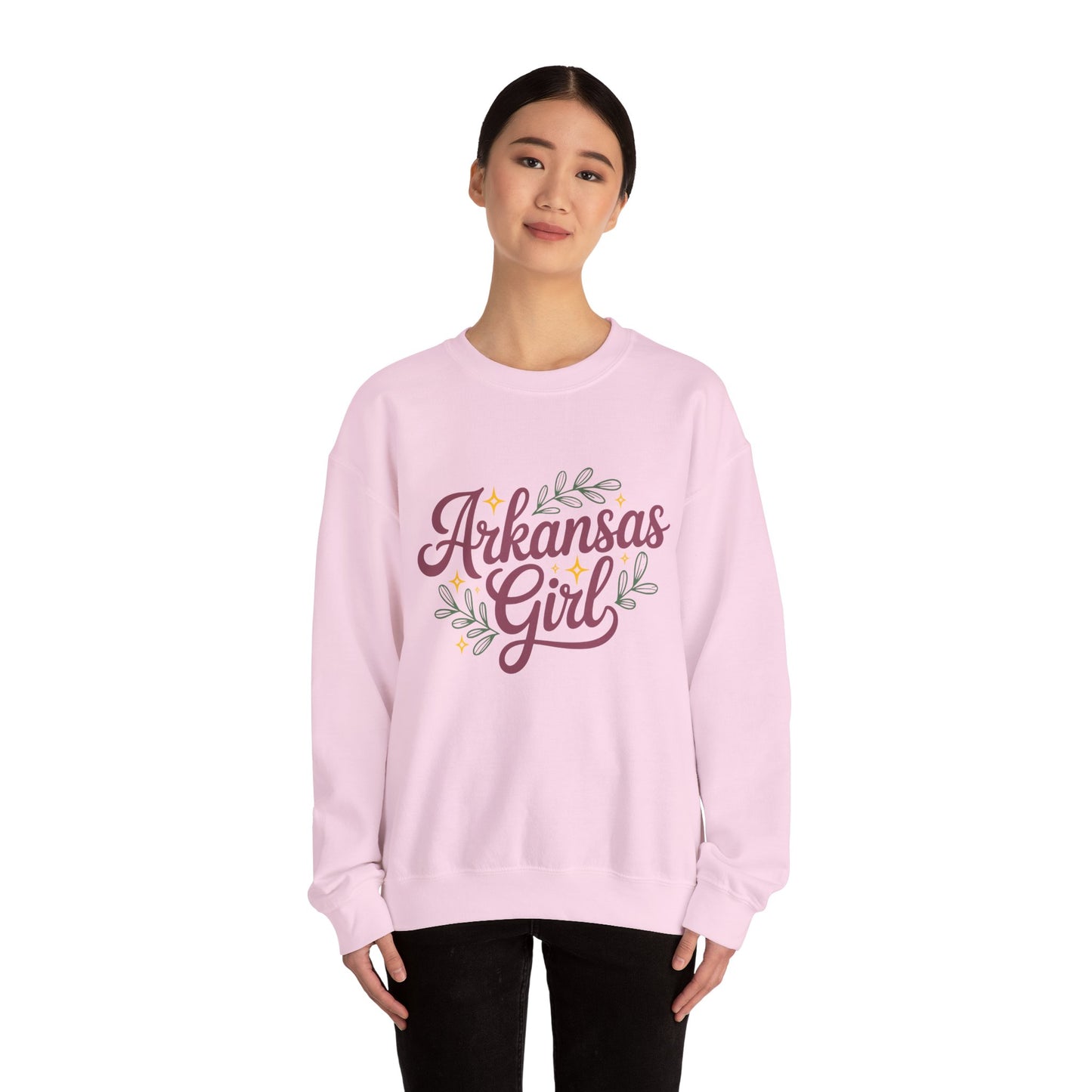 Sweatshirt — "Arkansas Girl" Floral Crewneck
