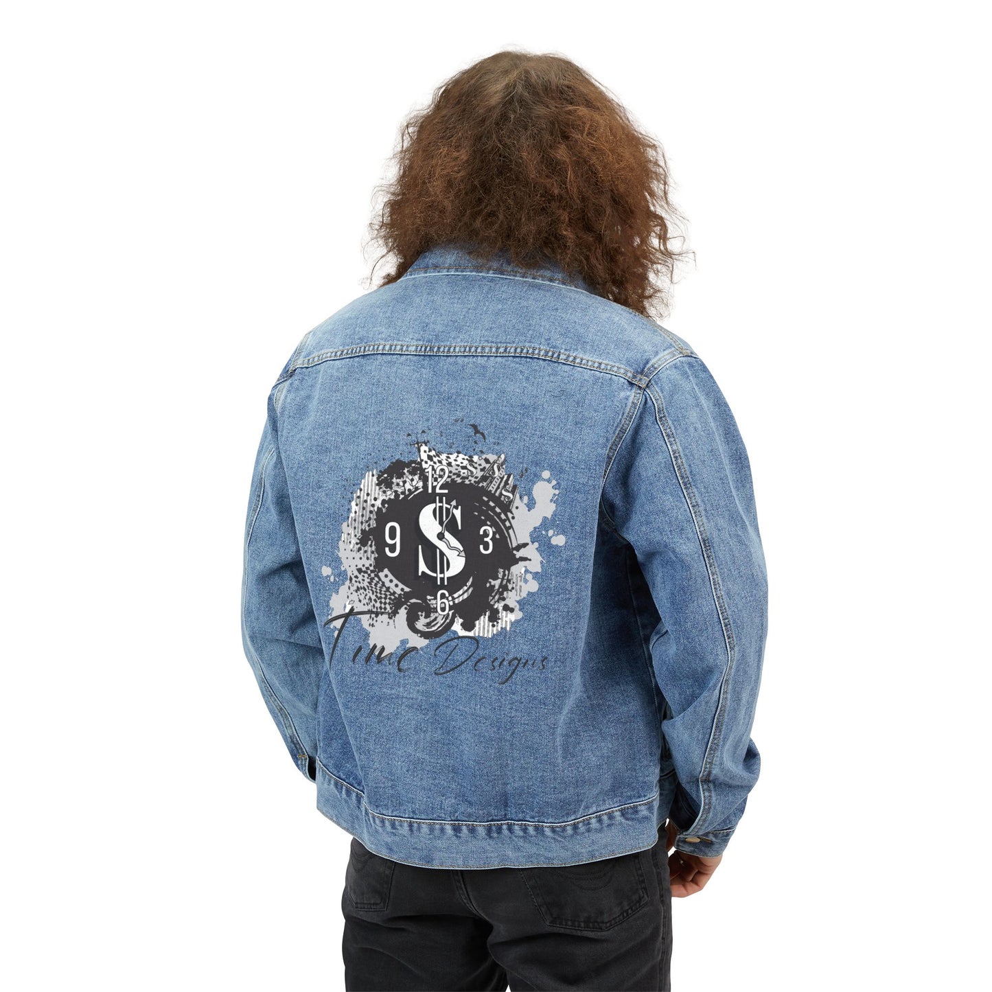 Men's Vintage Denim Jacket with Graphic Art