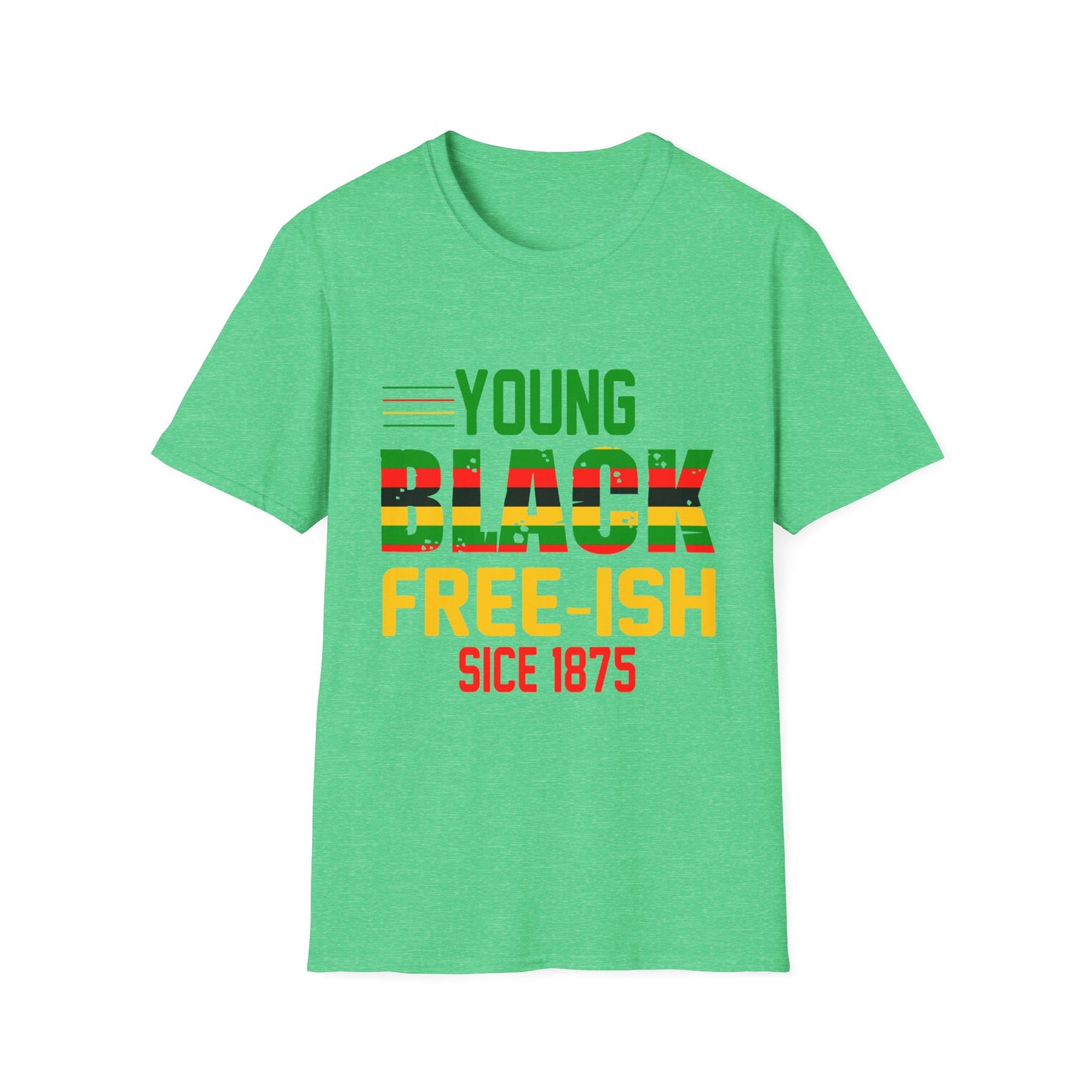 Young Black Free-Ish Unisex Softstyle T-Shirt, Celebratory Tee, Cultural Pride Shirt, Equality Apparel, Ideal for Events & Gifts