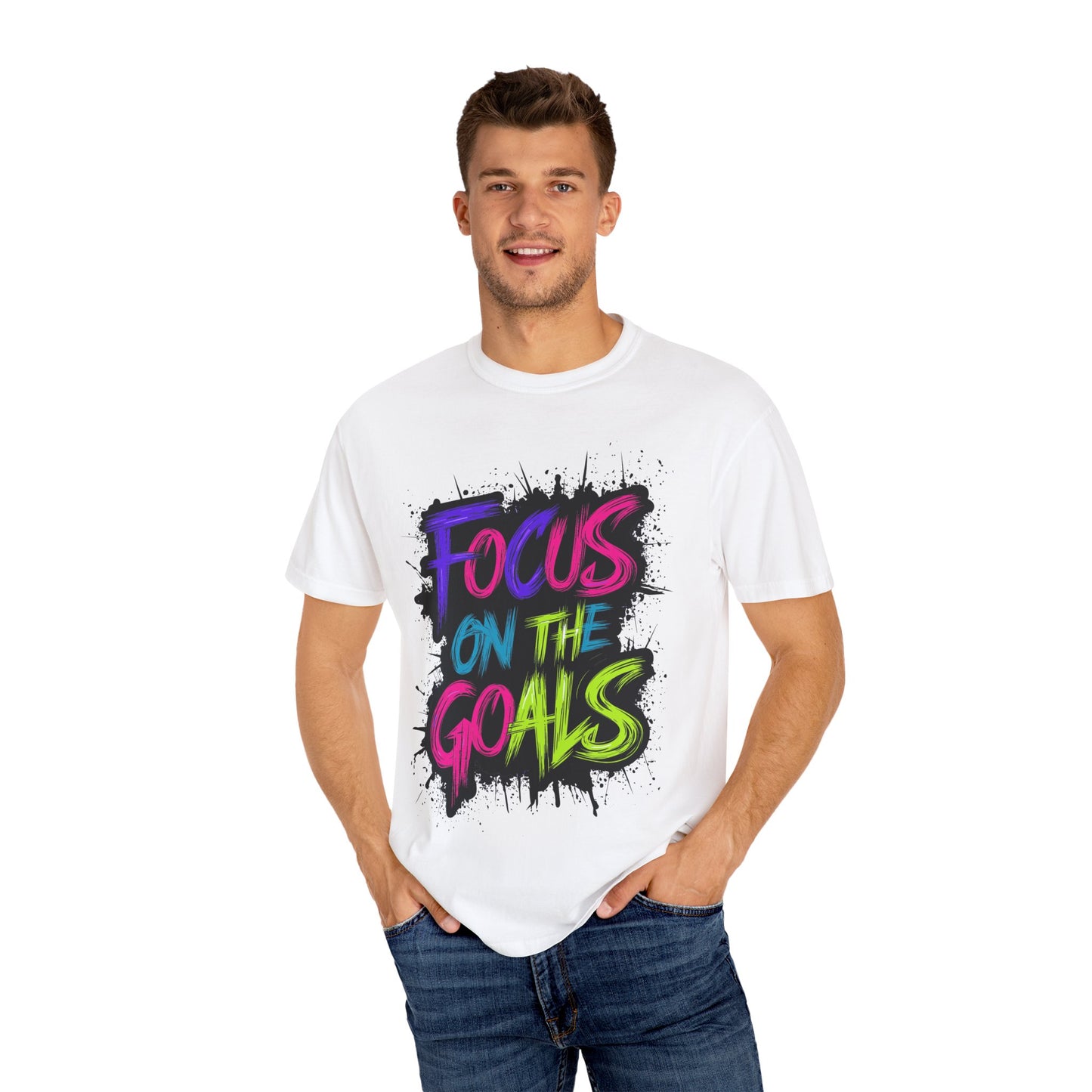 Vibrant Inspirational T-Shirt - Focus on the Goals - Unisex Motivational Tee, Goal Setting Shirt, Fitness Reminder, Gift for Dreamers