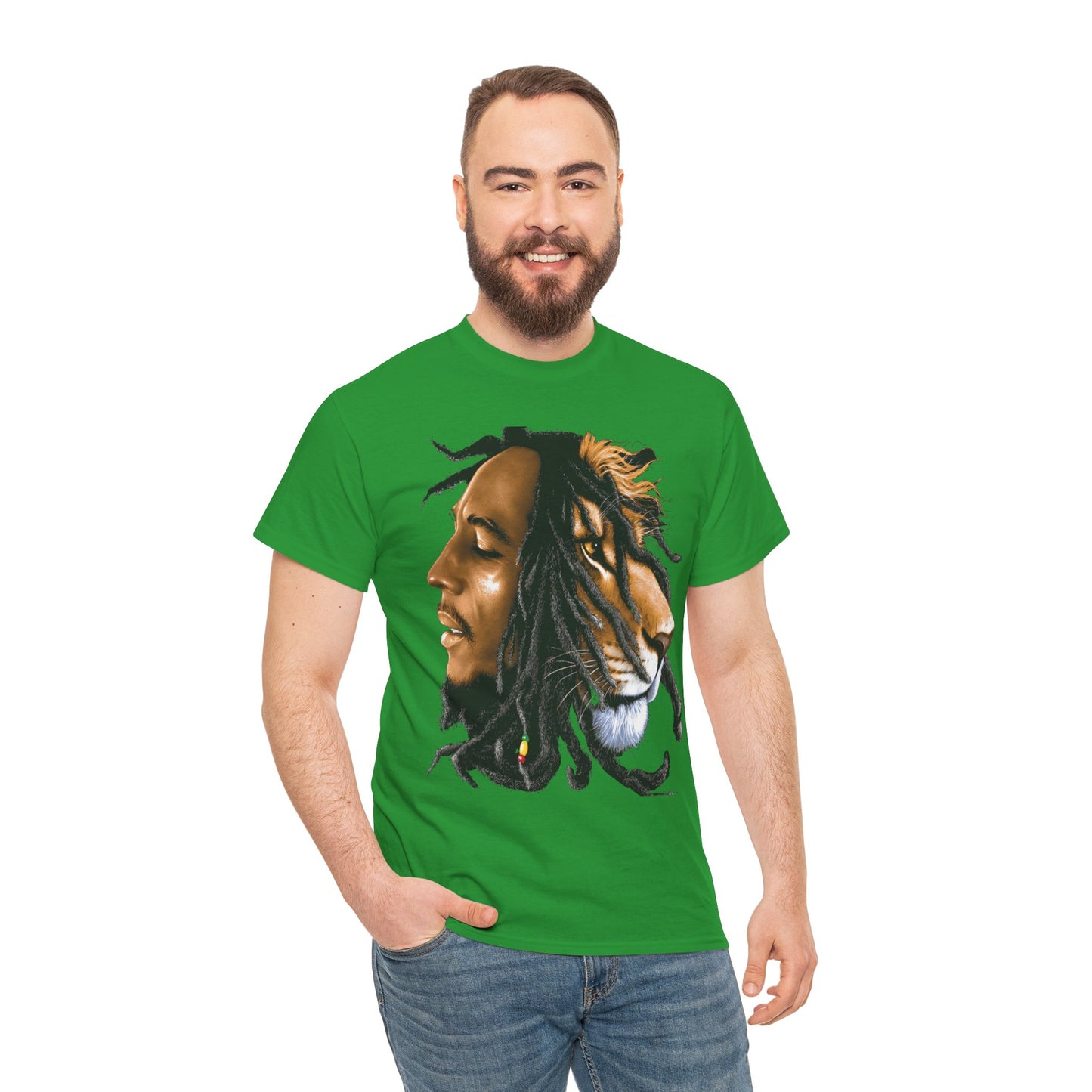 Unisex Heavy Cotton Tee - Inspiring Lion and Human Design