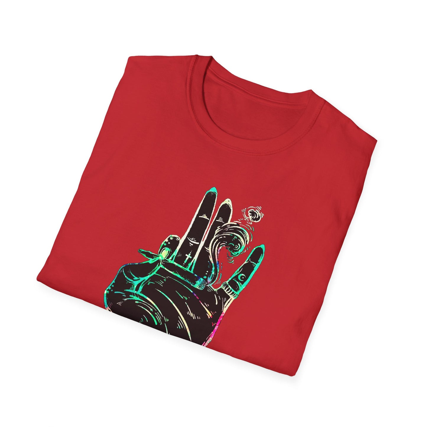 Psychedelic Hand Design Unisex T-Shirt - Softstyle, Casual Vibe