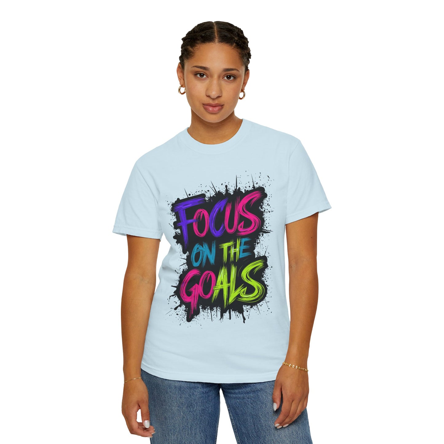 Vibrant Inspirational T-Shirt - Focus on the Goals - Unisex Motivational Tee, Goal Setting Shirt, Fitness Reminder, Gift for Dreamers