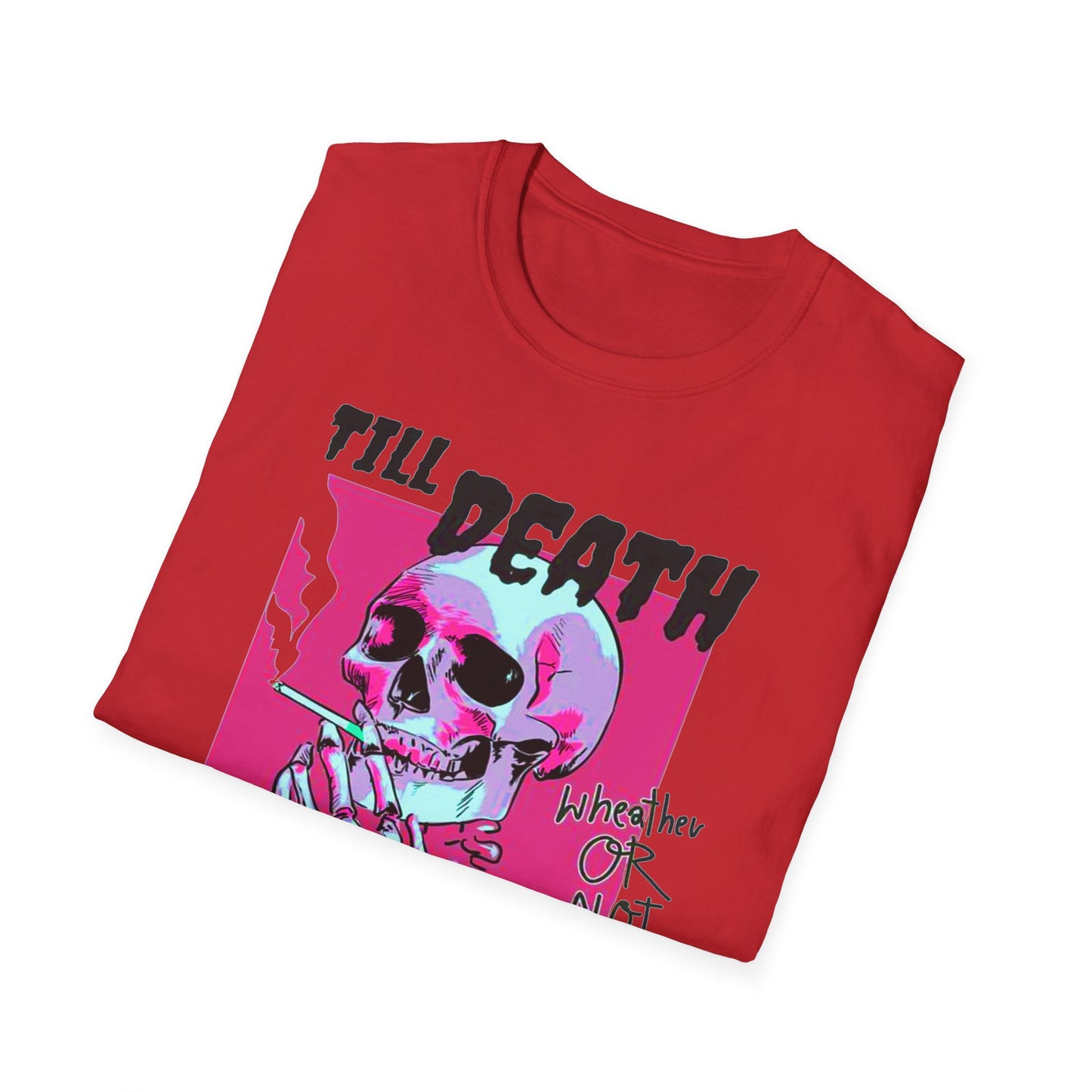 Till Death Unisex Softstyle T-Shirt - Trendy Skeleton Graphic Tee