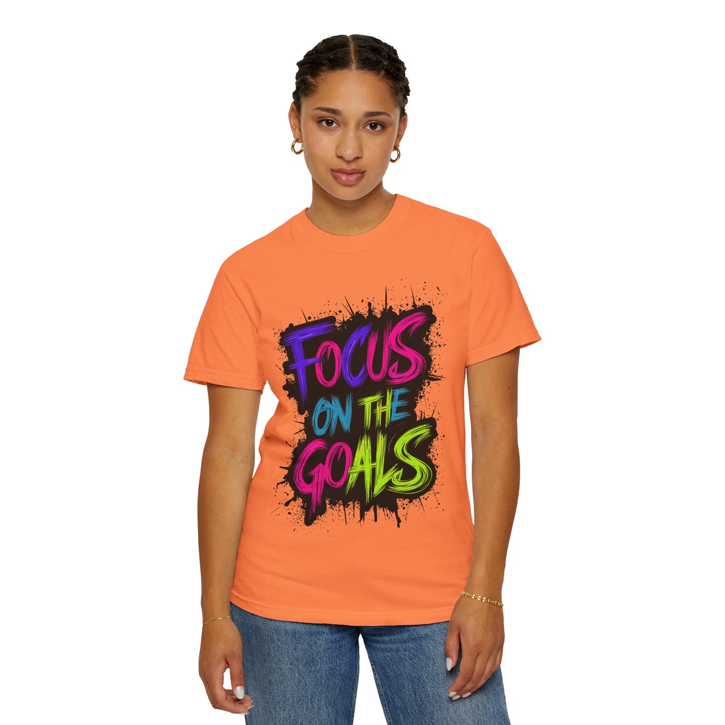 Vibrant Inspirational T-Shirt - Focus on the Goals - Unisex Motivational Tee, Goal Setting Shirt, Fitness Reminder, Gift for Dreamers