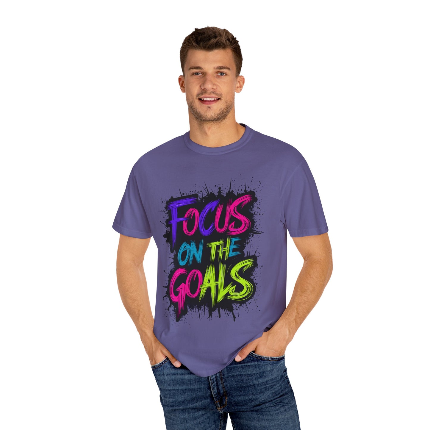 Vibrant Inspirational T-Shirt - Focus on the Goals - Unisex Motivational Tee, Goal Setting Shirt, Fitness Reminder, Gift for Dreamers