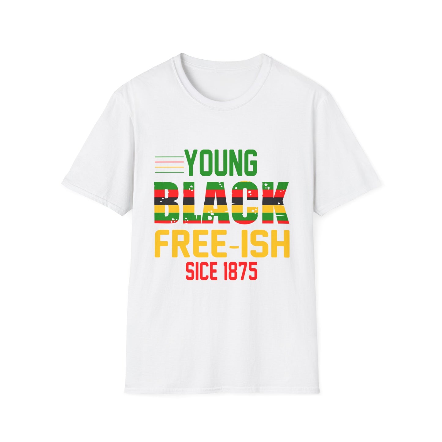 Young Black Free-Ish Unisex Softstyle T-Shirt, Celebratory Tee, Cultural Pride Shirt, Equality Apparel, Ideal for Events & Gifts