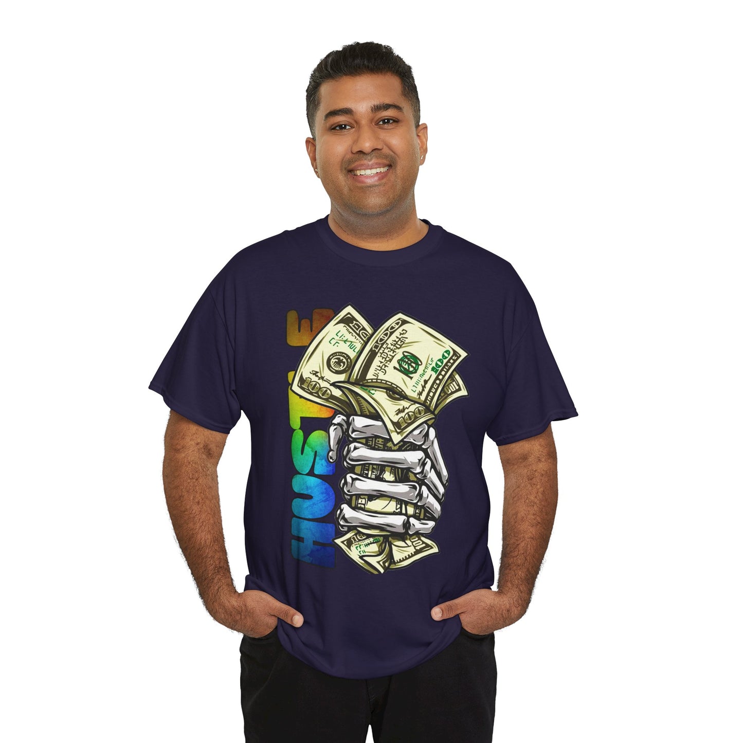 Unisex Heavy Cotton Tee - 'Hustle' Graphic Tee with Money Design