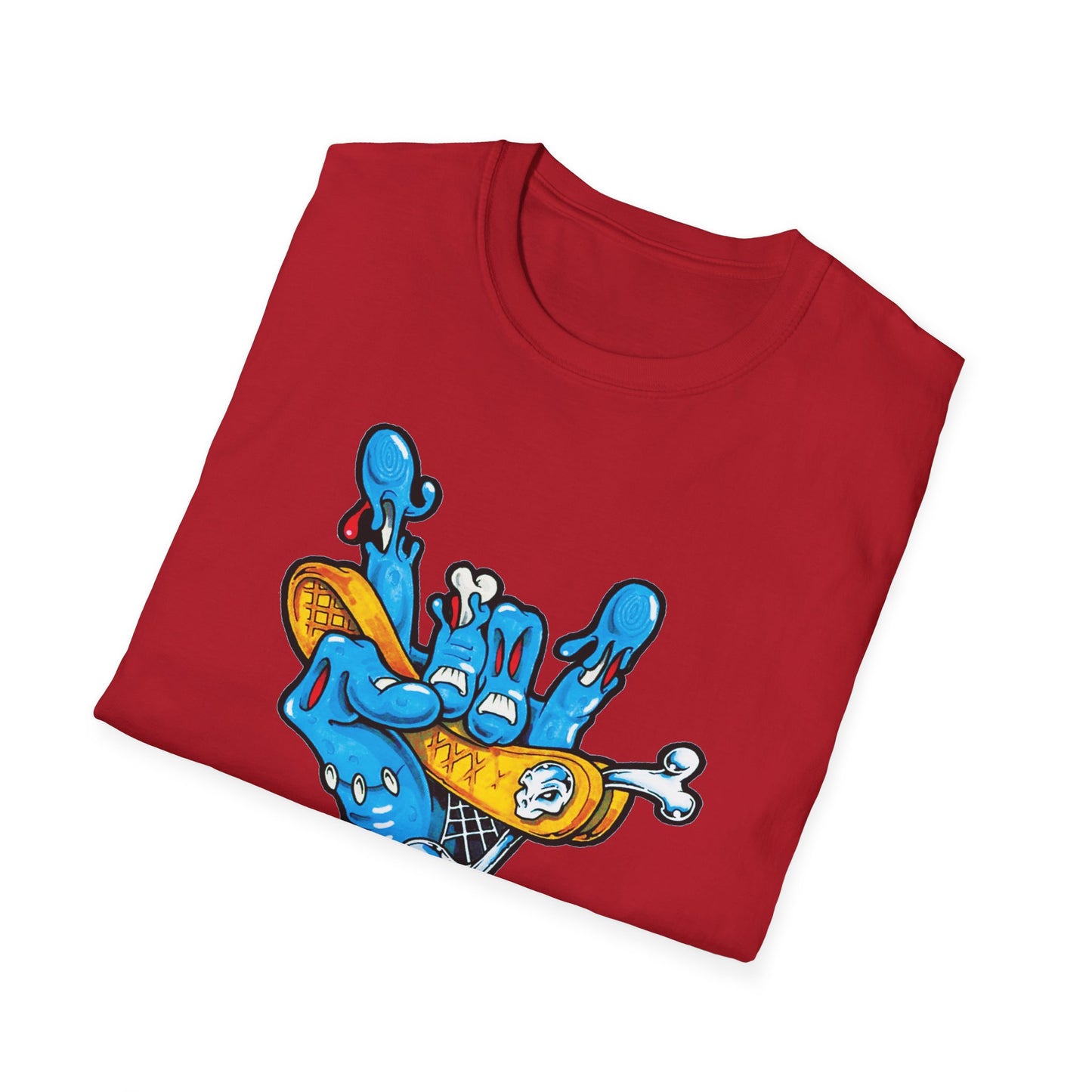 Street Art Unisex Softstyle T-Shirt with Colorful Skateboard Design