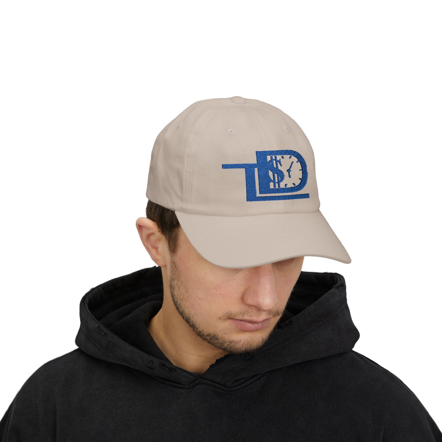 White Classic Dad Cap with Dollar Clock Design - Perfect for Gifting, Casual Outings, and Everyday Wear