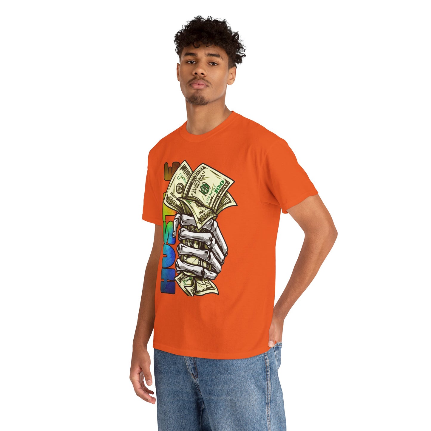 Unisex Heavy Cotton Tee - 'Hustle' Graphic Tee with Money Design