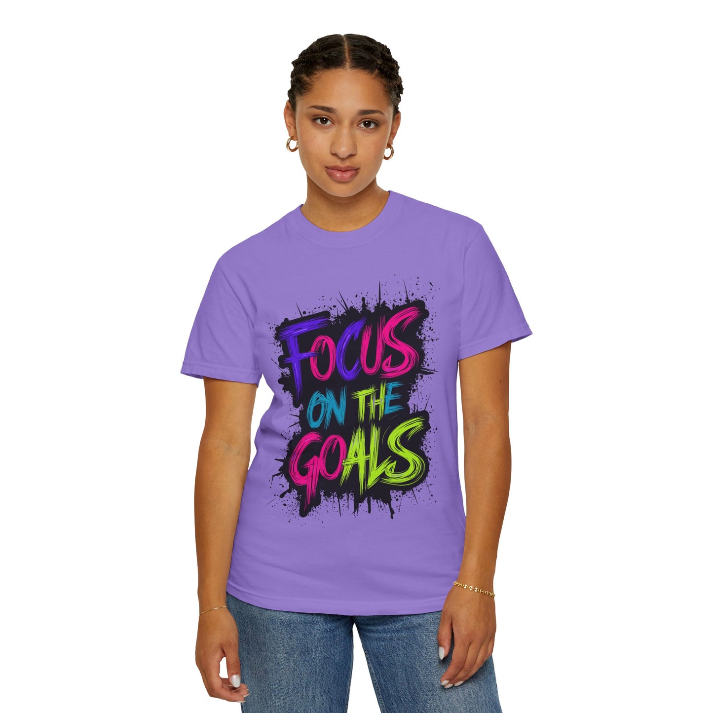 Vibrant Inspirational T-Shirt - Focus on the Goals - Unisex Motivational Tee, Goal Setting Shirt, Fitness Reminder, Gift for Dreamers