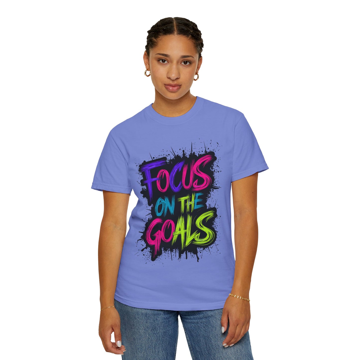 Vibrant Inspirational T-Shirt - Focus on the Goals - Unisex Motivational Tee, Goal Setting Shirt, Fitness Reminder, Gift for Dreamers