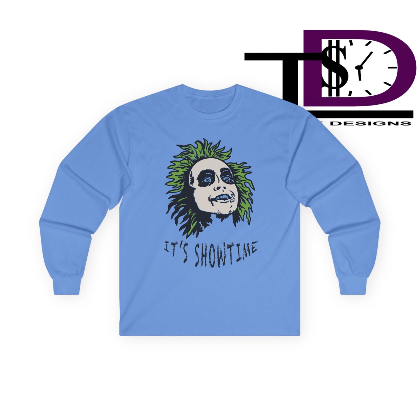 Unisex Long Sleeve Tee - It's Showtime Graphic, Halloween Shirt, Casual Wear, Gift for Movie Lovers, Spooky Season Apparel