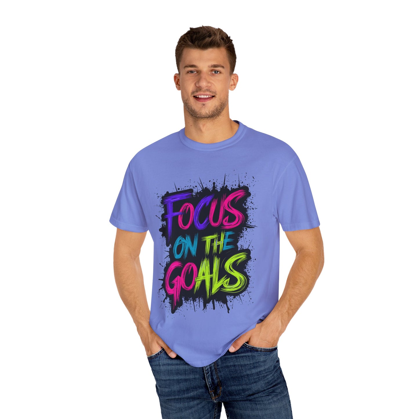 Vibrant Inspirational T-Shirt - Focus on the Goals - Unisex Motivational Tee, Goal Setting Shirt, Fitness Reminder, Gift for Dreamers
