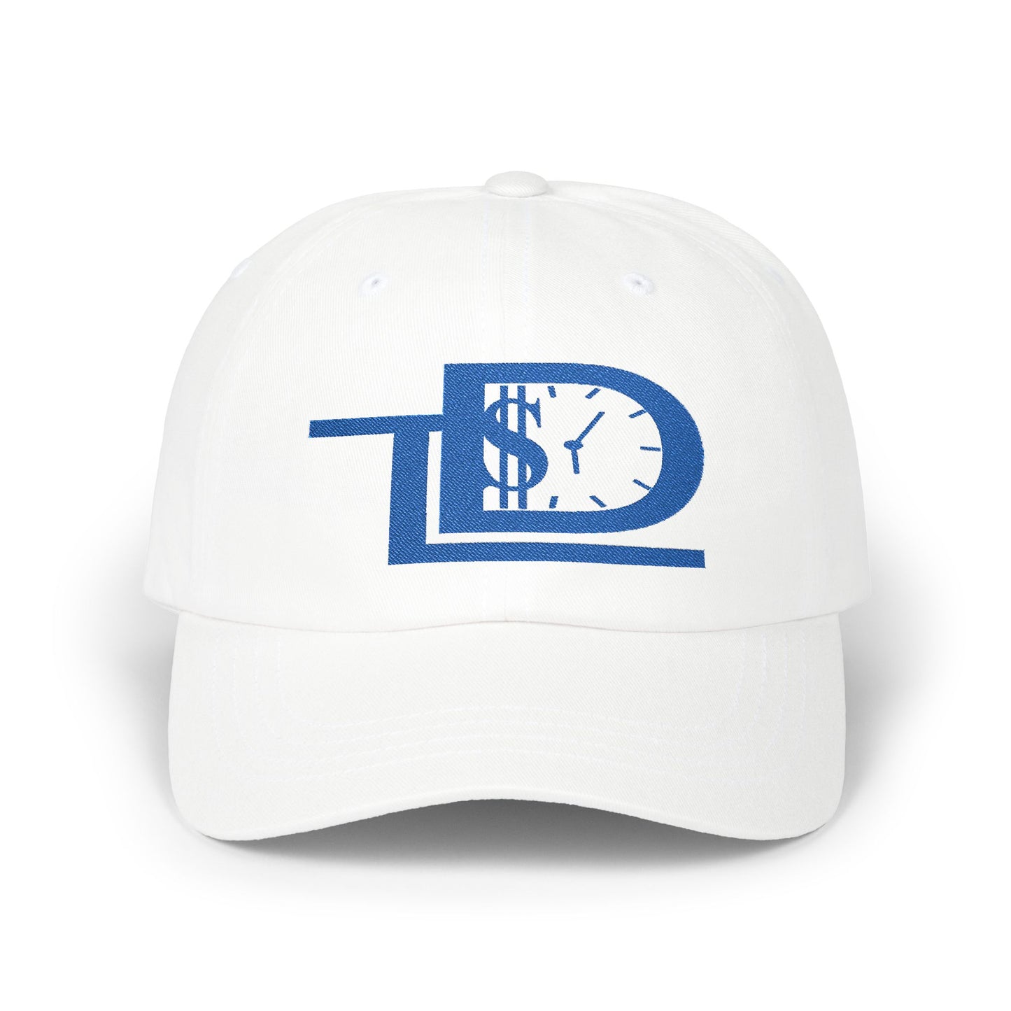 White Classic Dad Cap with Dollar Clock Design - Perfect for Gifting, Casual Outings, and Everyday Wear