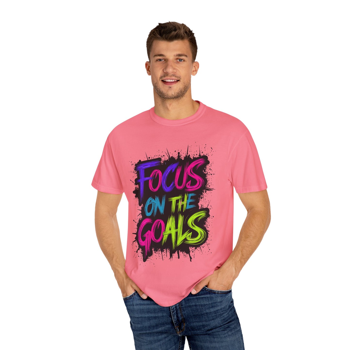 Vibrant Inspirational T-Shirt - Focus on the Goals - Unisex Motivational Tee, Goal Setting Shirt, Fitness Reminder, Gift for Dreamers