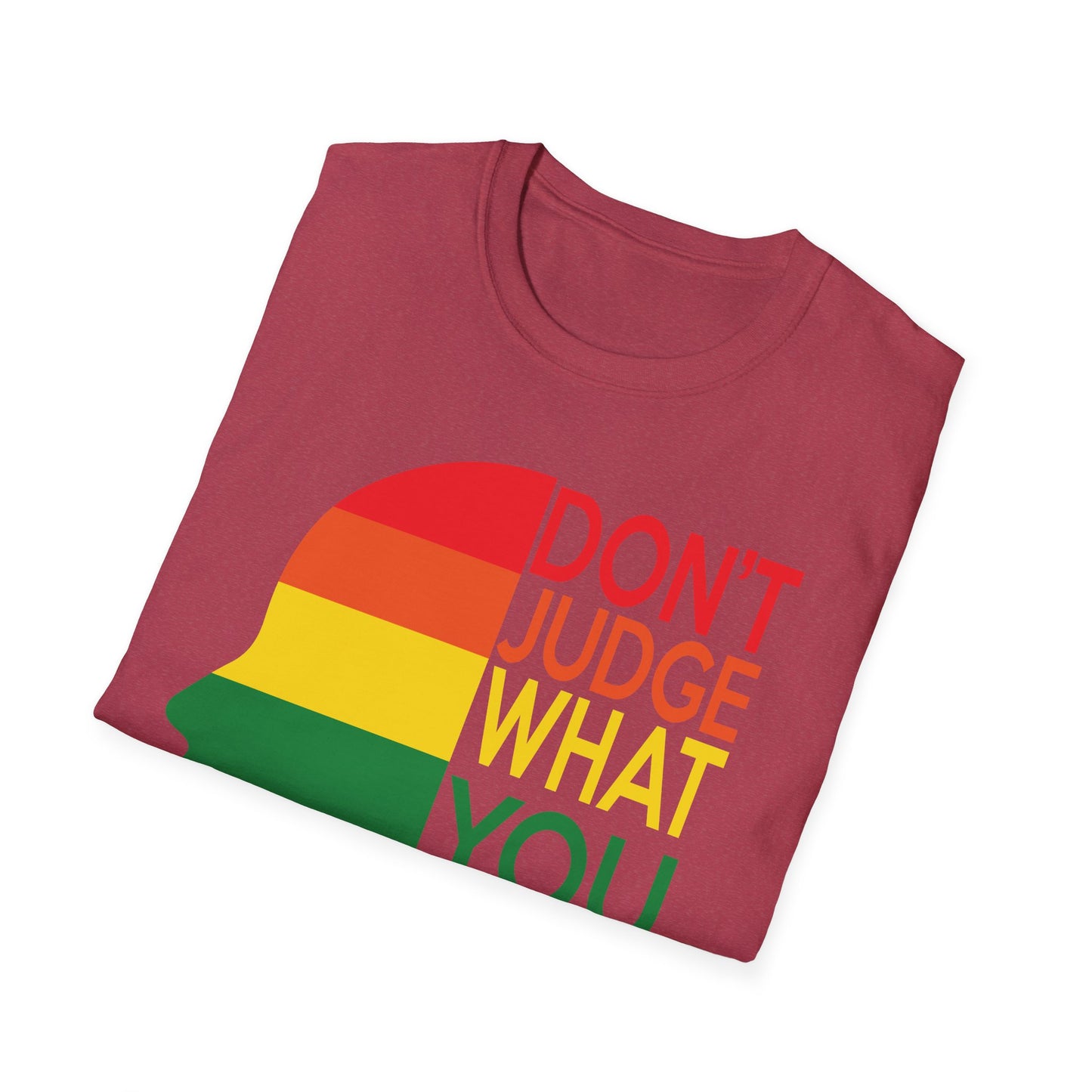 Pride Message Unisex T-Shirt - LGBTQ+ Pride Tee, Rainbow Graphic Shirt, Inclusive Fashion, Gift for Allies, Don't Judge Shirt