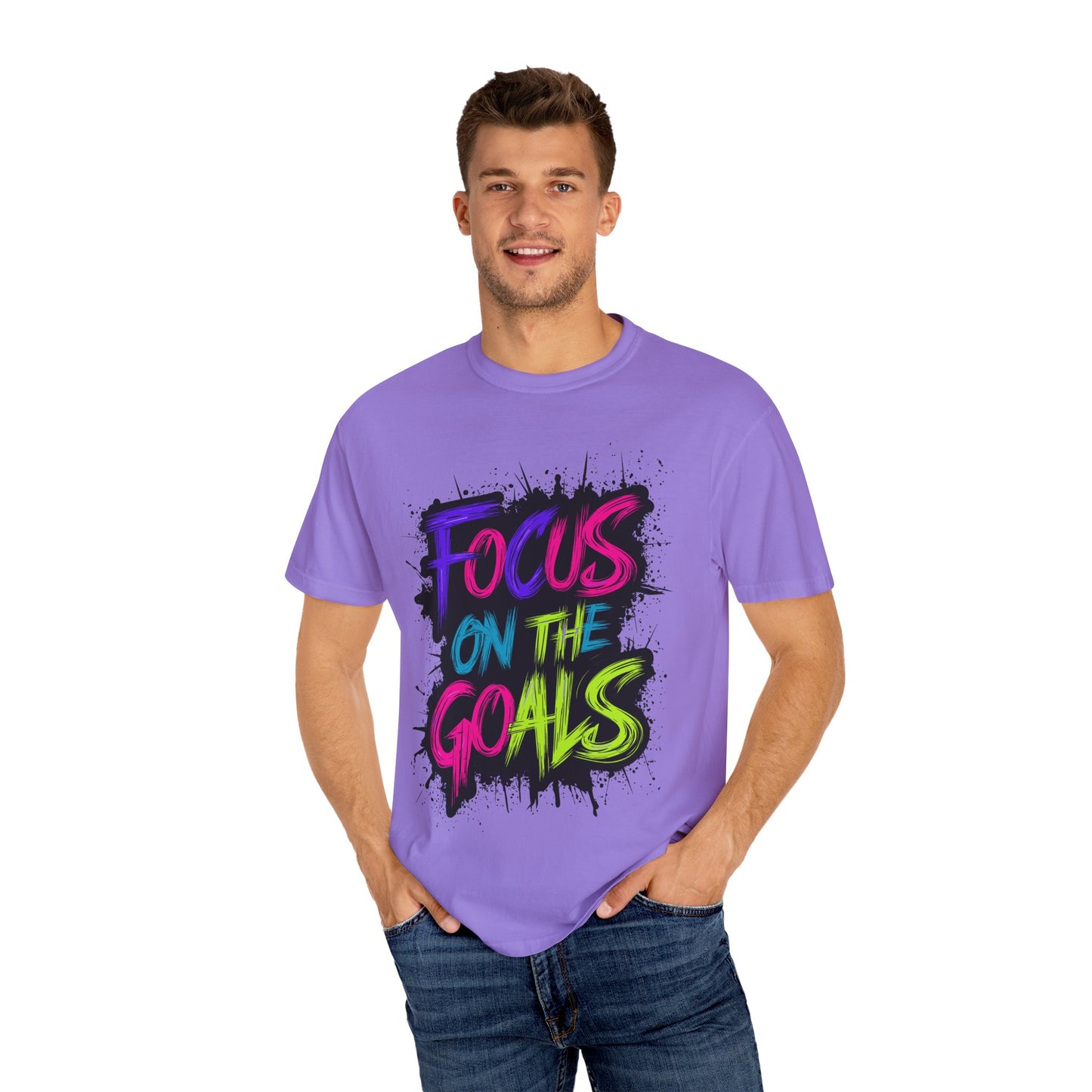 Vibrant Inspirational T-Shirt - Focus on the Goals - Unisex Motivational Tee, Goal Setting Shirt, Fitness Reminder, Gift for Dreamers