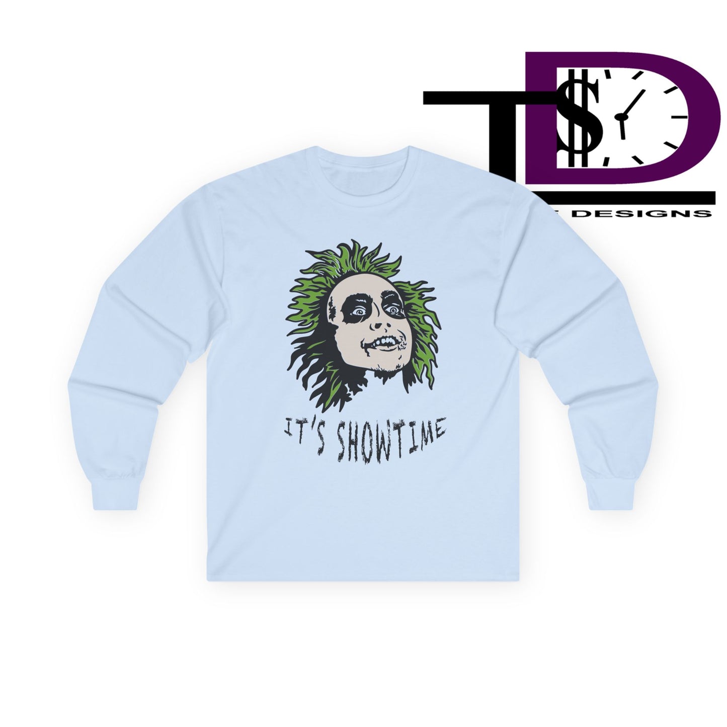 Unisex Long Sleeve Tee - It's Showtime Graphic, Halloween Shirt, Casual Wear, Gift for Movie Lovers, Spooky Season Apparel