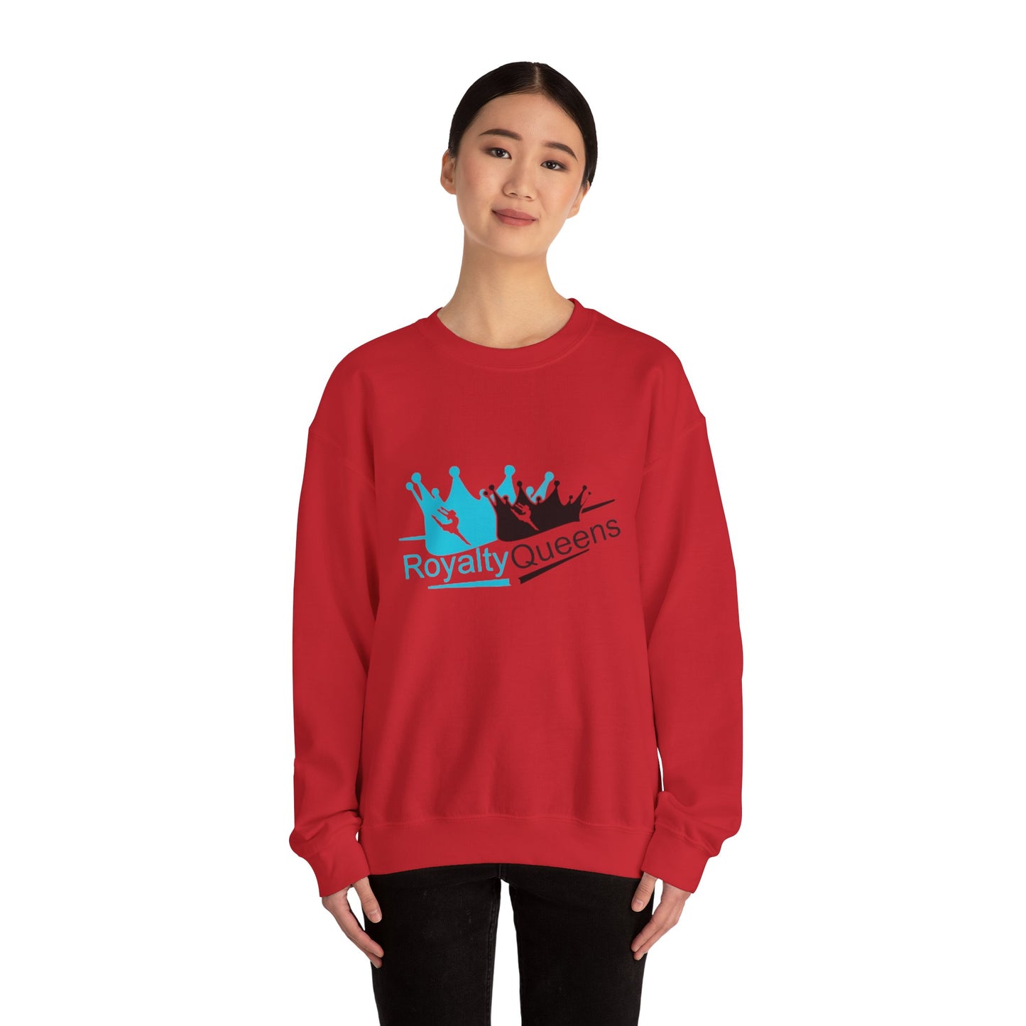 Crewneck Sweatshirt - "Royalty Queens" Crown Logo Graphic (Blue & Black)