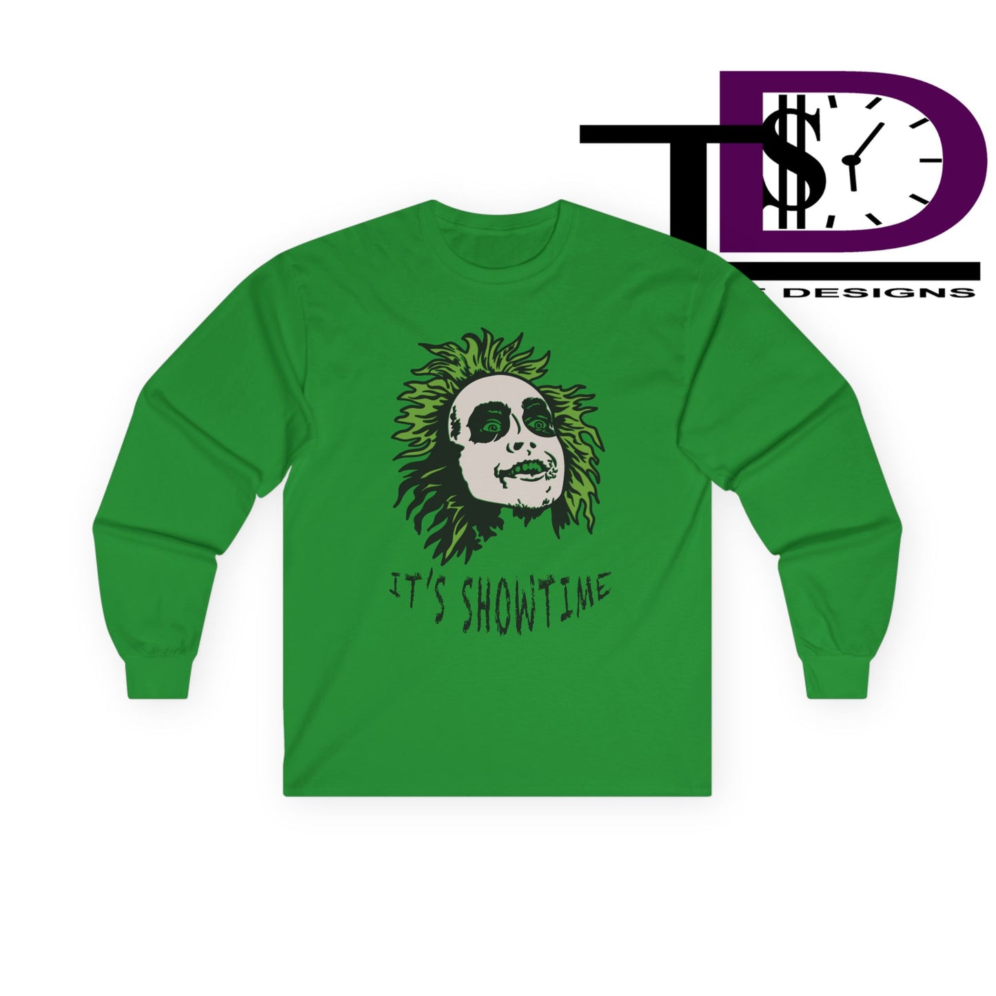 Unisex Long Sleeve Tee - It's Showtime Graphic, Halloween Shirt, Casual Wear, Gift for Movie Lovers, Spooky Season Apparel