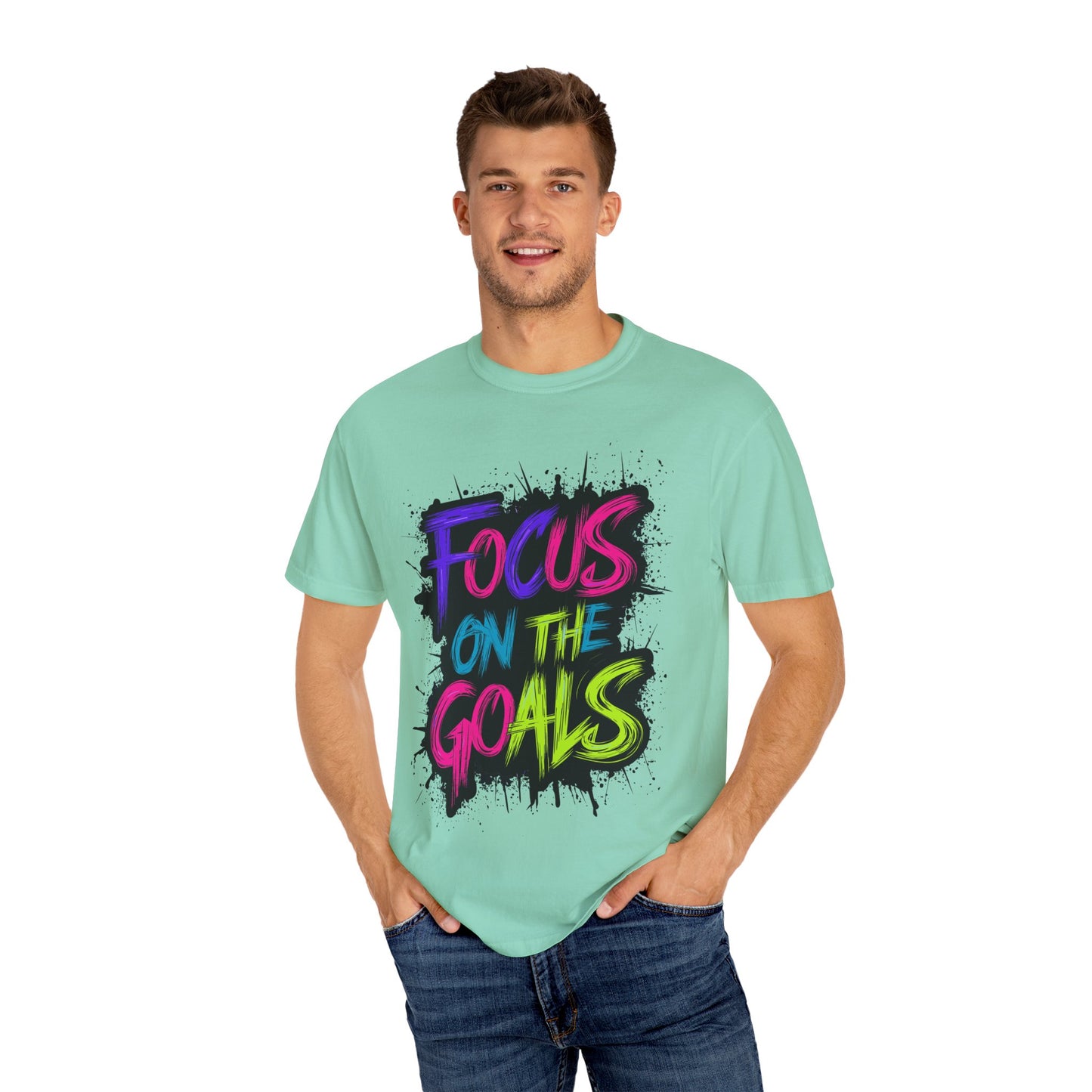 Vibrant Inspirational T-Shirt - Focus on the Goals - Unisex Motivational Tee, Goal Setting Shirt, Fitness Reminder, Gift for Dreamers