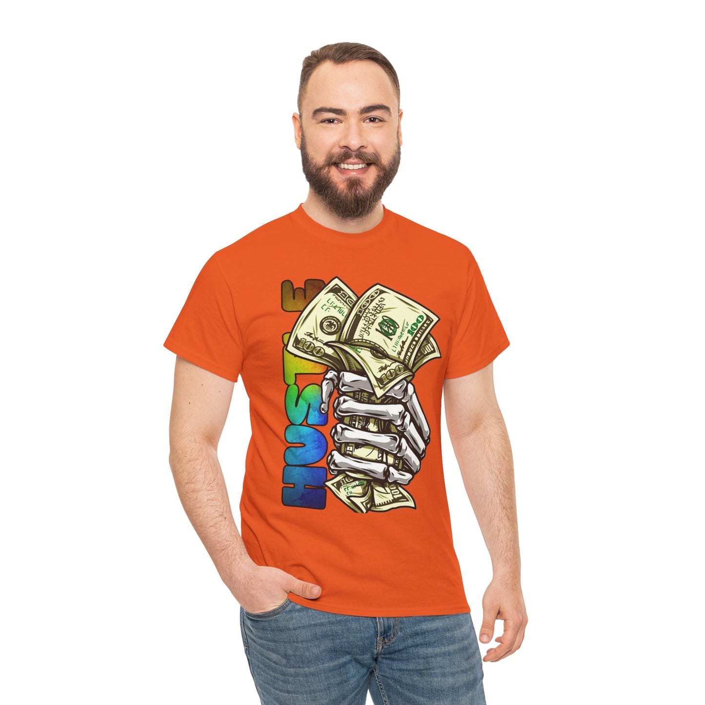 Unisex Heavy Cotton Tee - 'Hustle' Graphic Tee with Money Design