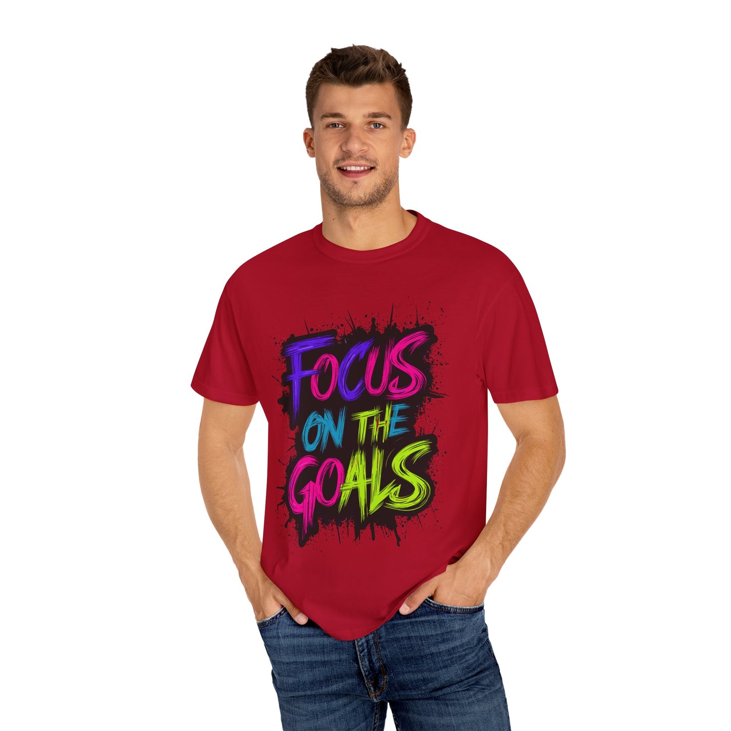 Vibrant Inspirational T-Shirt - Focus on the Goals - Unisex Motivational Tee, Goal Setting Shirt, Fitness Reminder, Gift for Dreamers