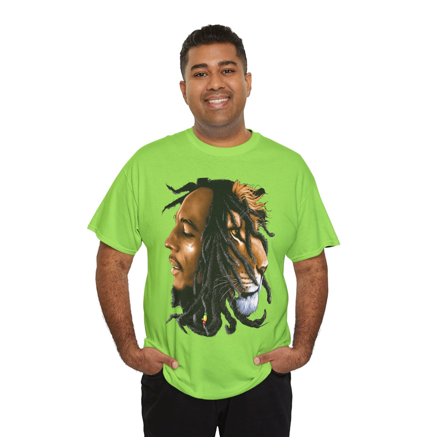 Unisex Heavy Cotton Tee - Inspiring Lion and Human Design