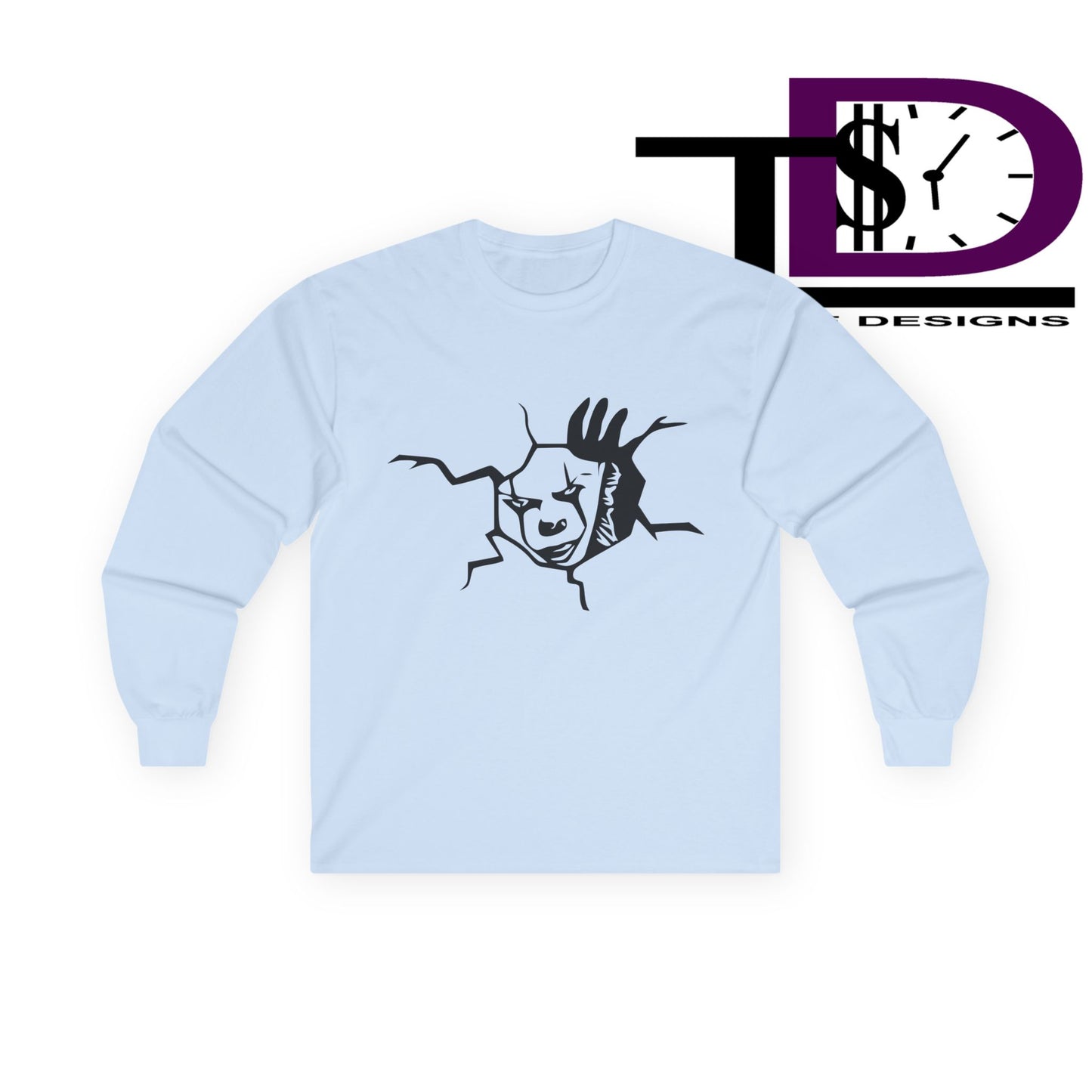 Unisex Graphic Long Sleeve Tee featuring Cracked Wall Design, Perfect for Casual Outings, Gifts, and Halloween