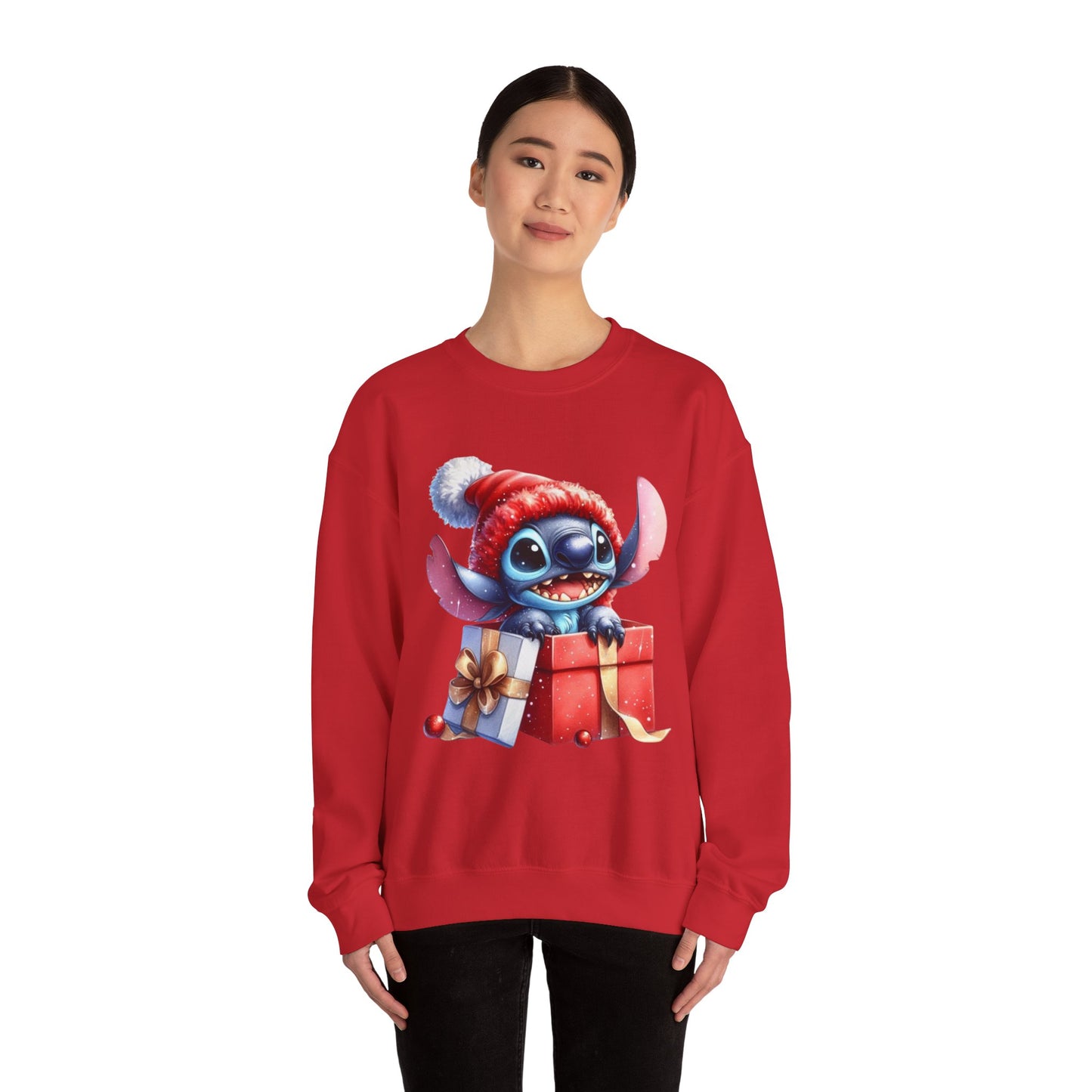 Christmas Stitch Sweatshirt – Cute Stitch in Santa Hat with Holiday Gifts