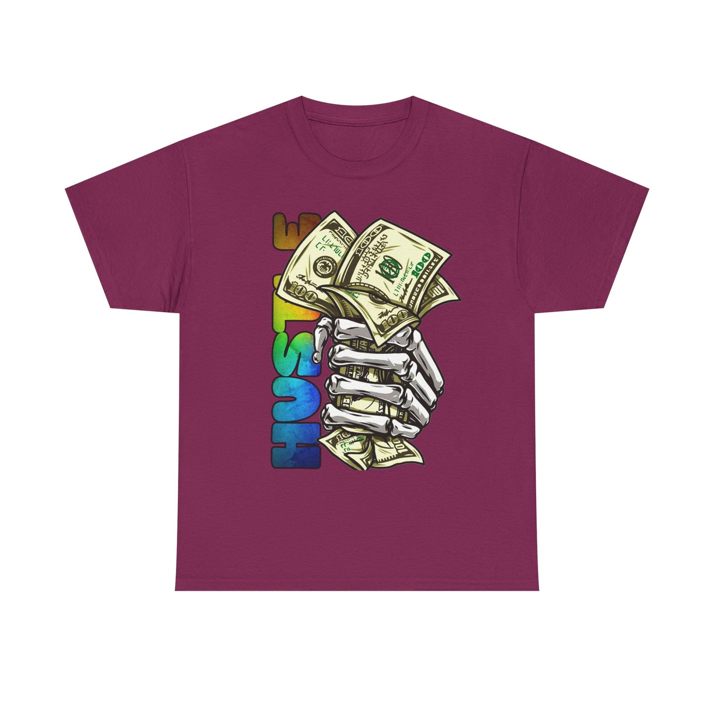 Unisex Heavy Cotton Tee - 'Hustle' Graphic Tee with Money Design