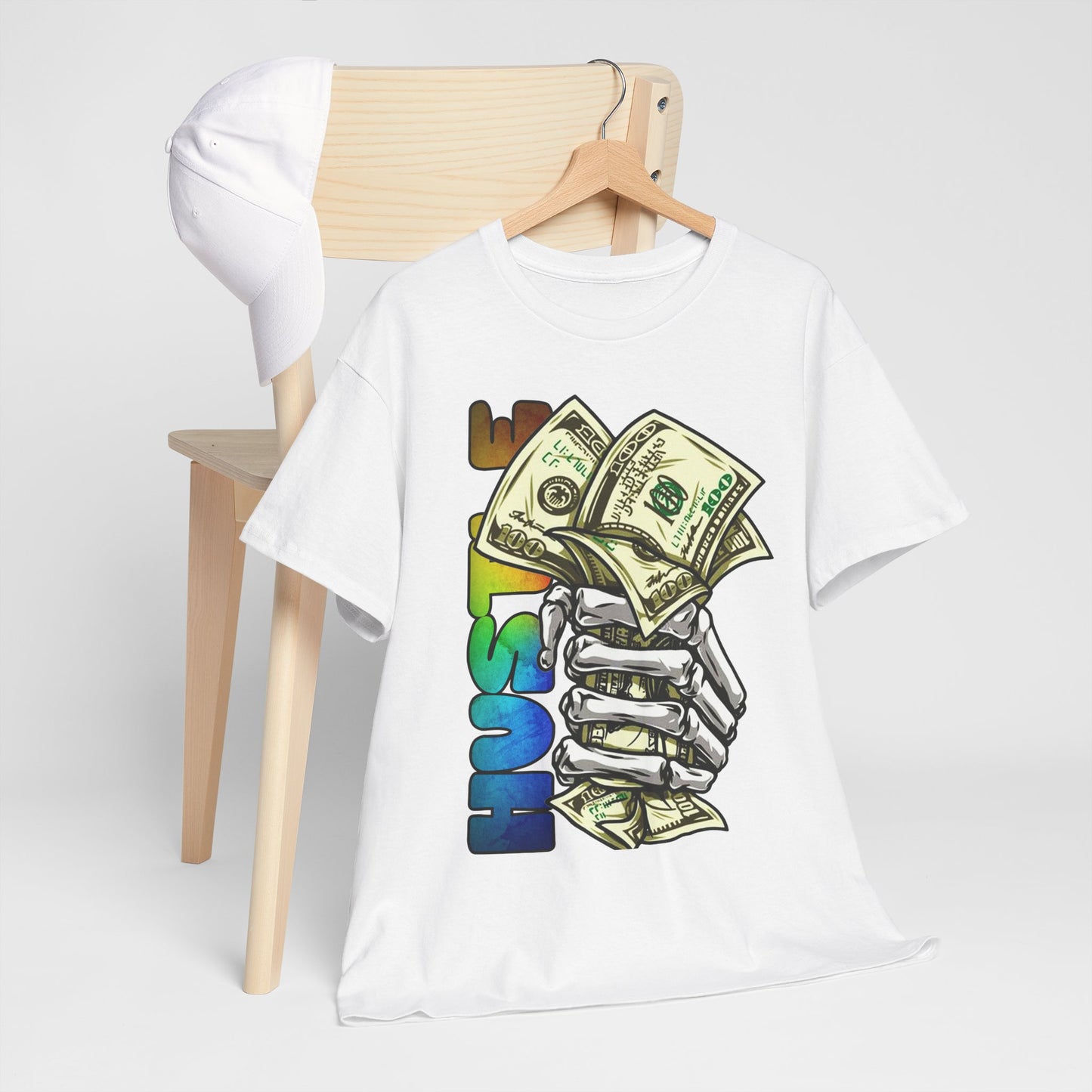 Unisex Heavy Cotton Tee - 'Hustle' Graphic Tee with Money Design