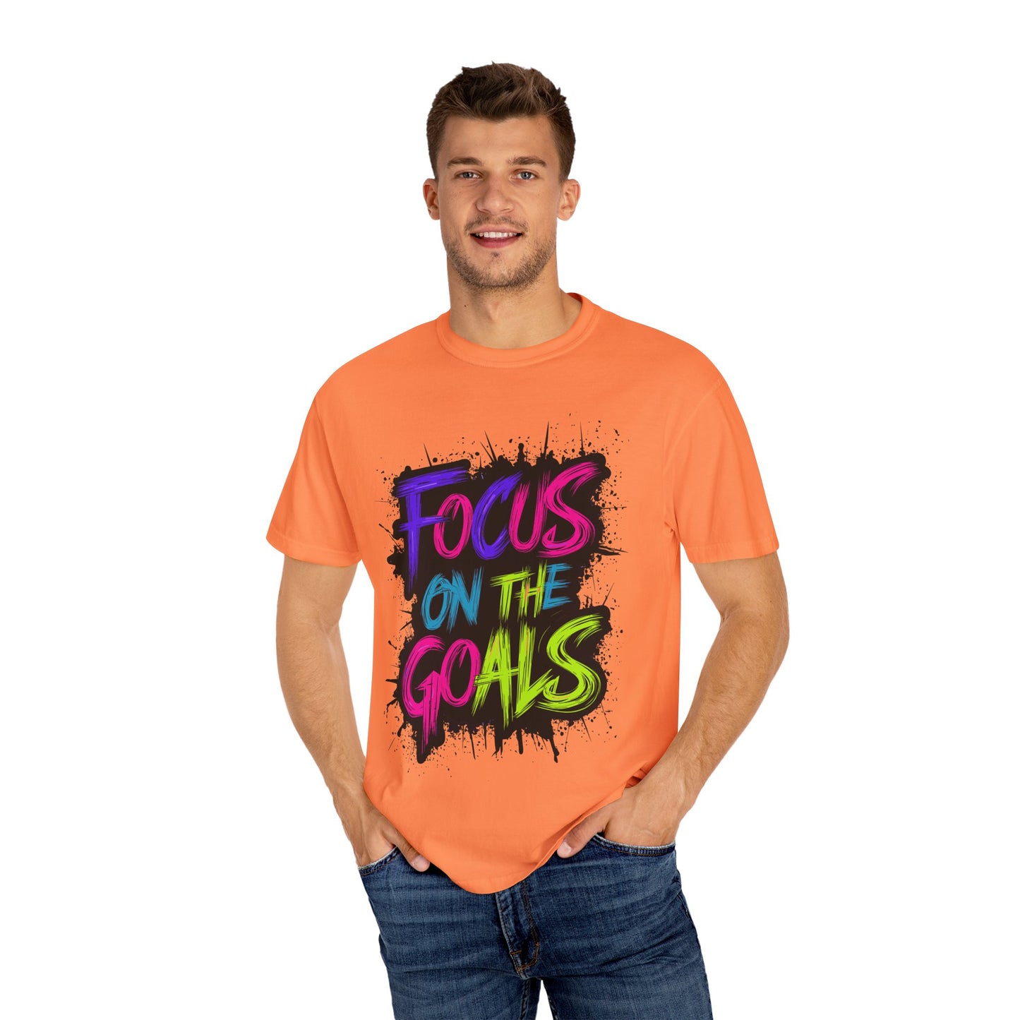Vibrant Inspirational T-Shirt - Focus on the Goals - Unisex Motivational Tee, Goal Setting Shirt, Fitness Reminder, Gift for Dreamers
