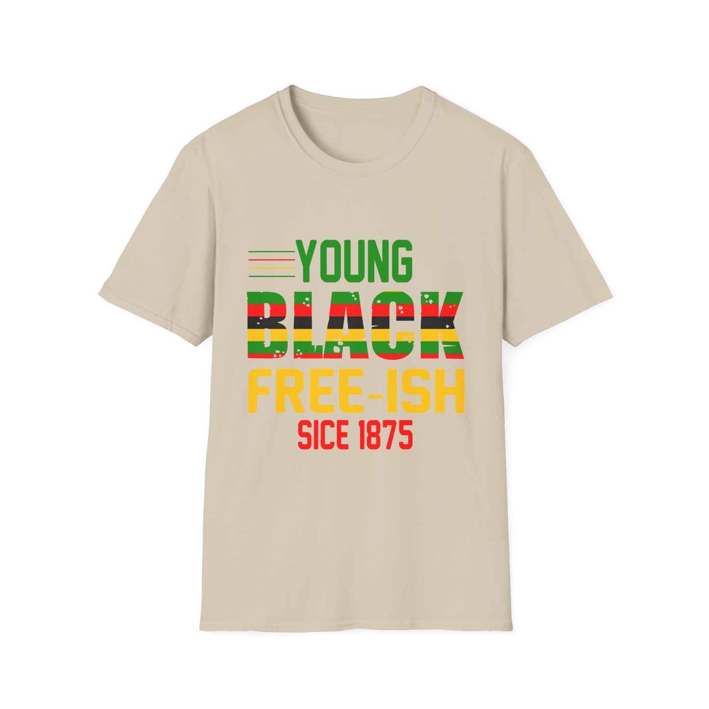 Young Black Free-Ish Unisex Softstyle T-Shirt, Celebratory Tee, Cultural Pride Shirt, Equality Apparel, Ideal for Events & Gifts