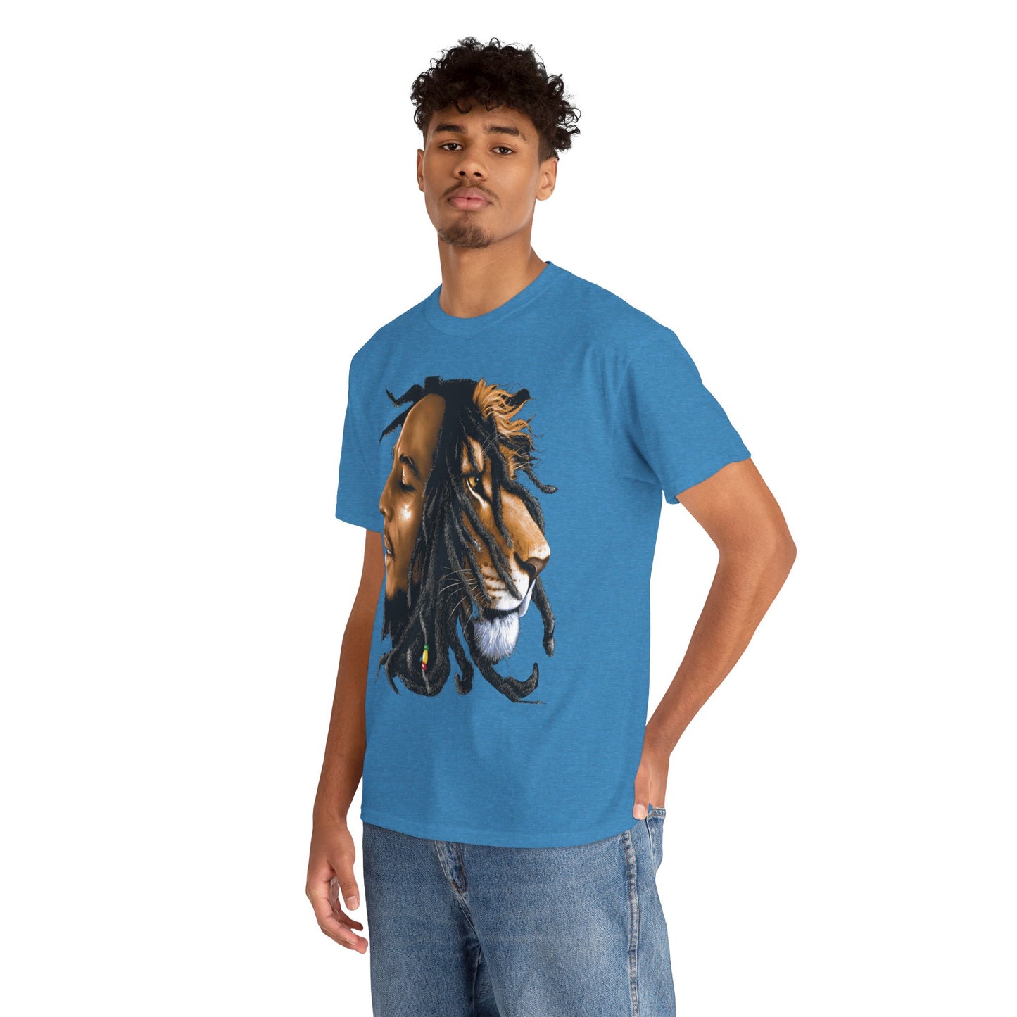 Unisex Heavy Cotton Tee - Inspiring Lion and Human Design