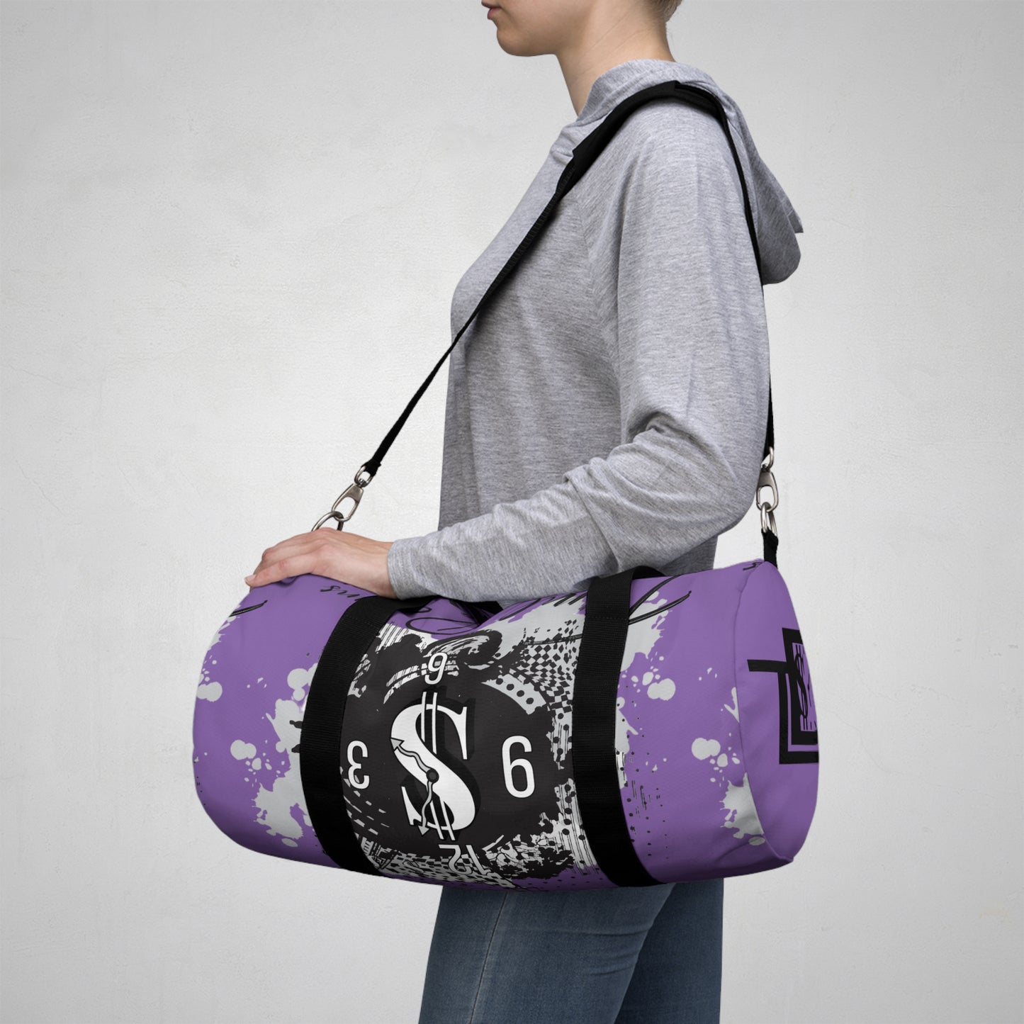 Stylish Purple Duffel Bag, Gym Bag, Overnight Bag, Weekender Bag, Travel Bag, Motivational Gift
