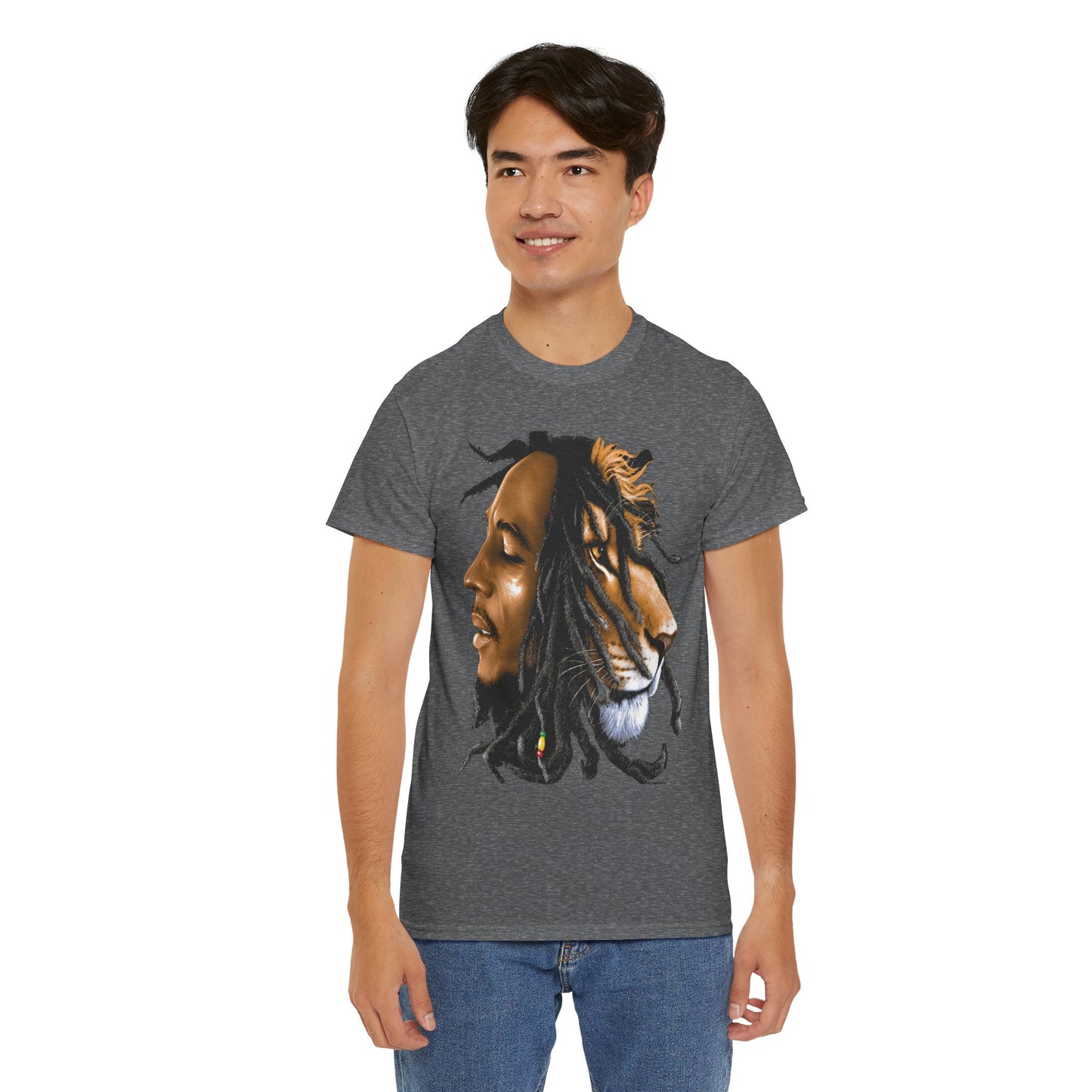 Unisex Heavy Cotton Tee - Inspiring Lion and Human Design