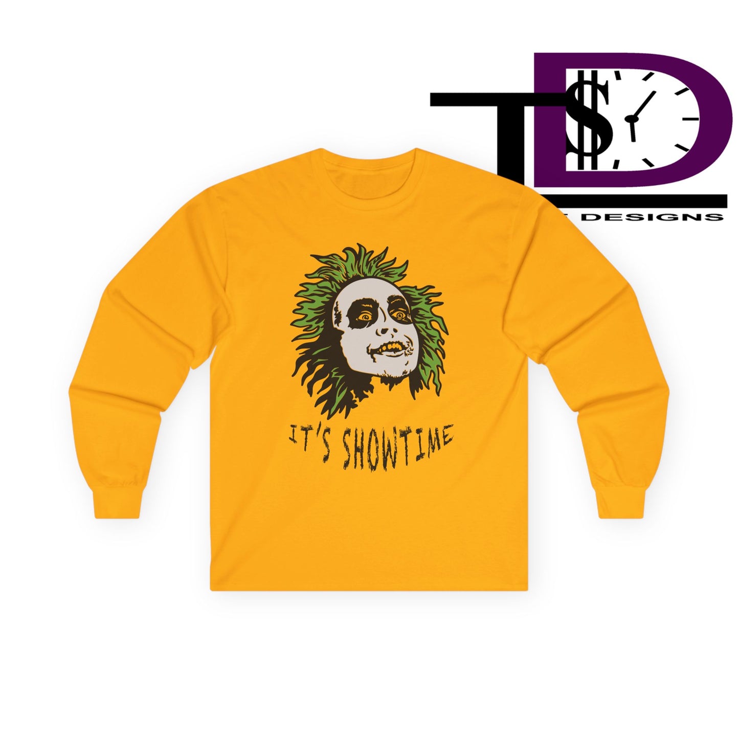 Unisex Long Sleeve Tee - It's Showtime Graphic, Halloween Shirt, Casual Wear, Gift for Movie Lovers, Spooky Season Apparel