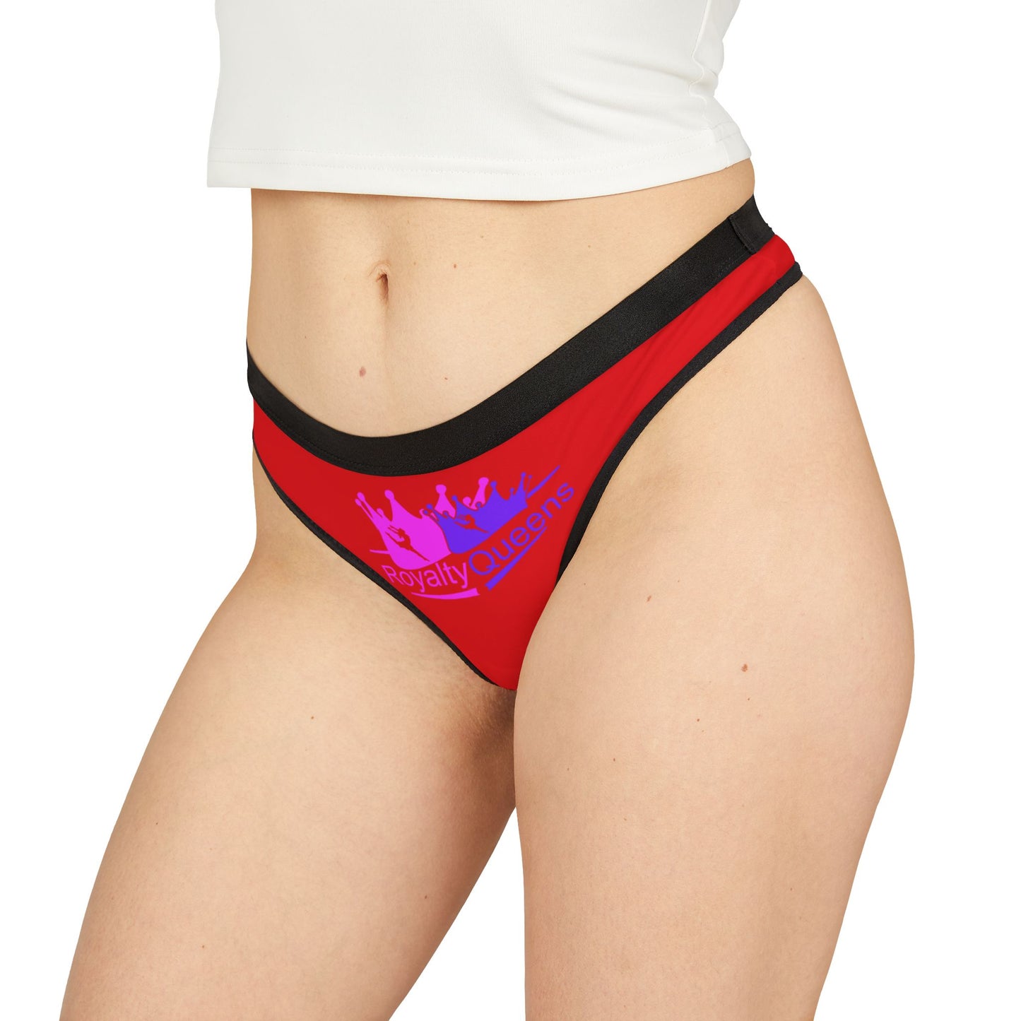Royalty Queens Women's Thongs - Bold Red AOP Underwear, Comfortable Fashion for Everyday, Gifts for Her, Party Lingerie, Intimate Essentials