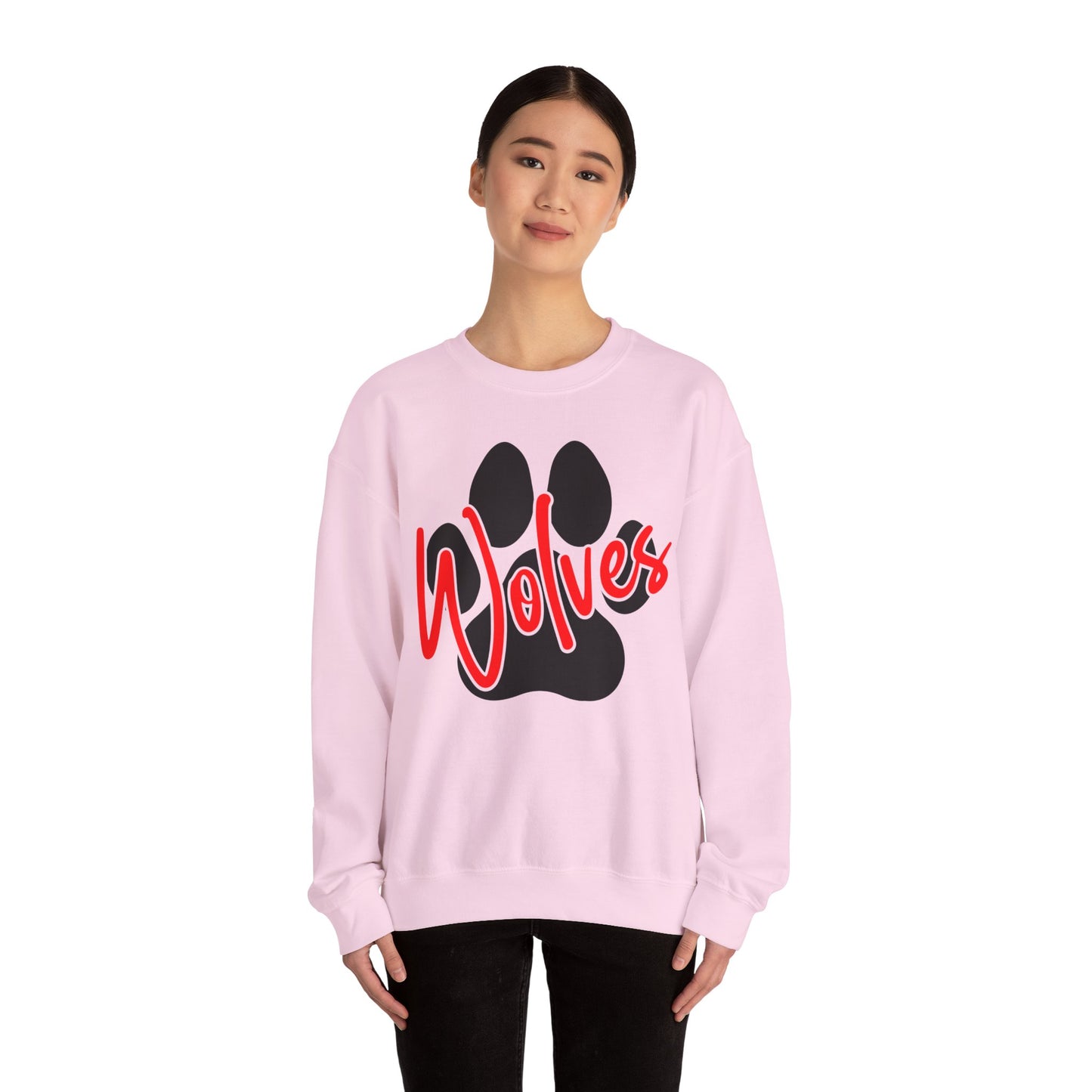 Wolves Paw Crewneck Sweatshirt — Red Script School Spirit