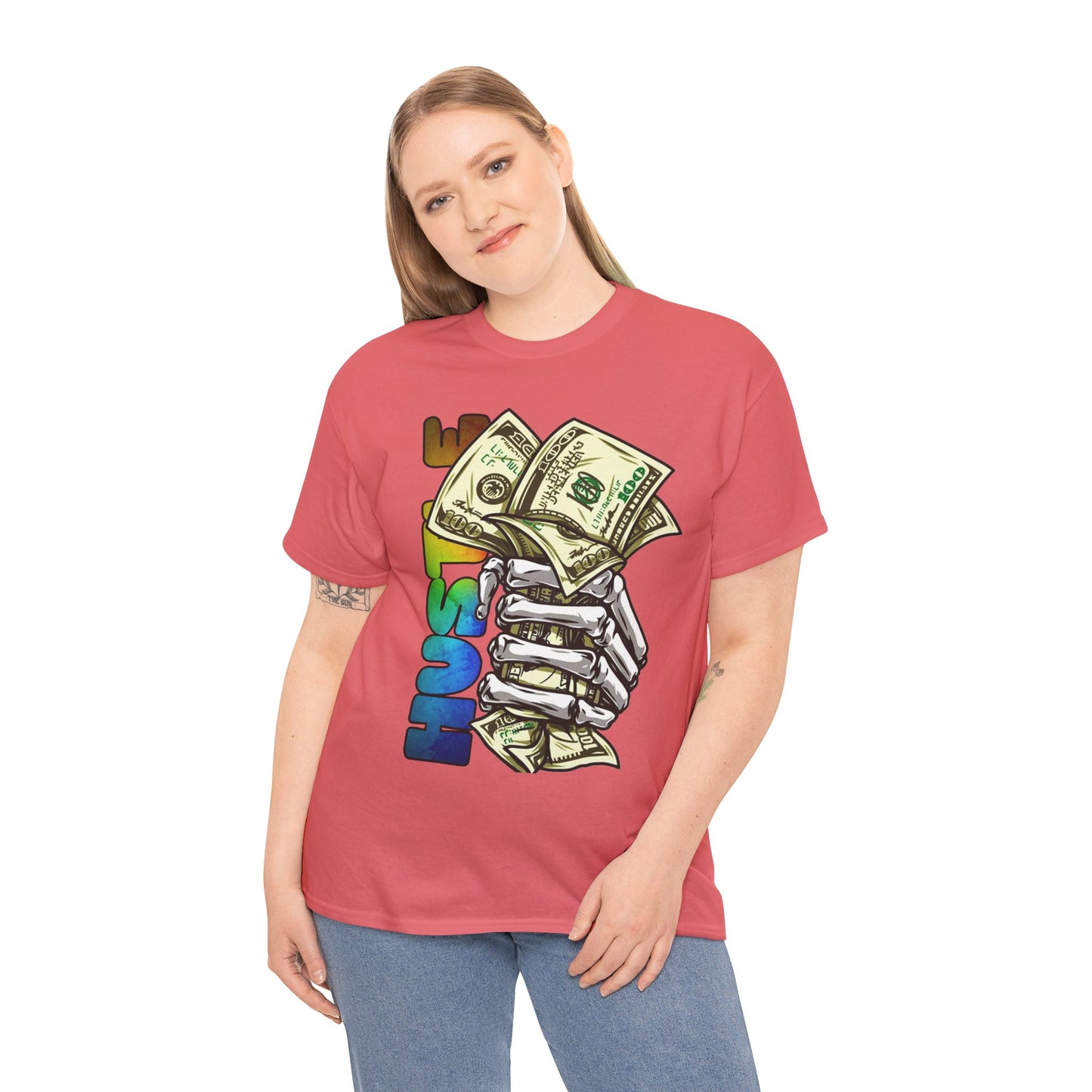 Unisex Heavy Cotton Tee - 'Hustle' Graphic Tee with Money Design