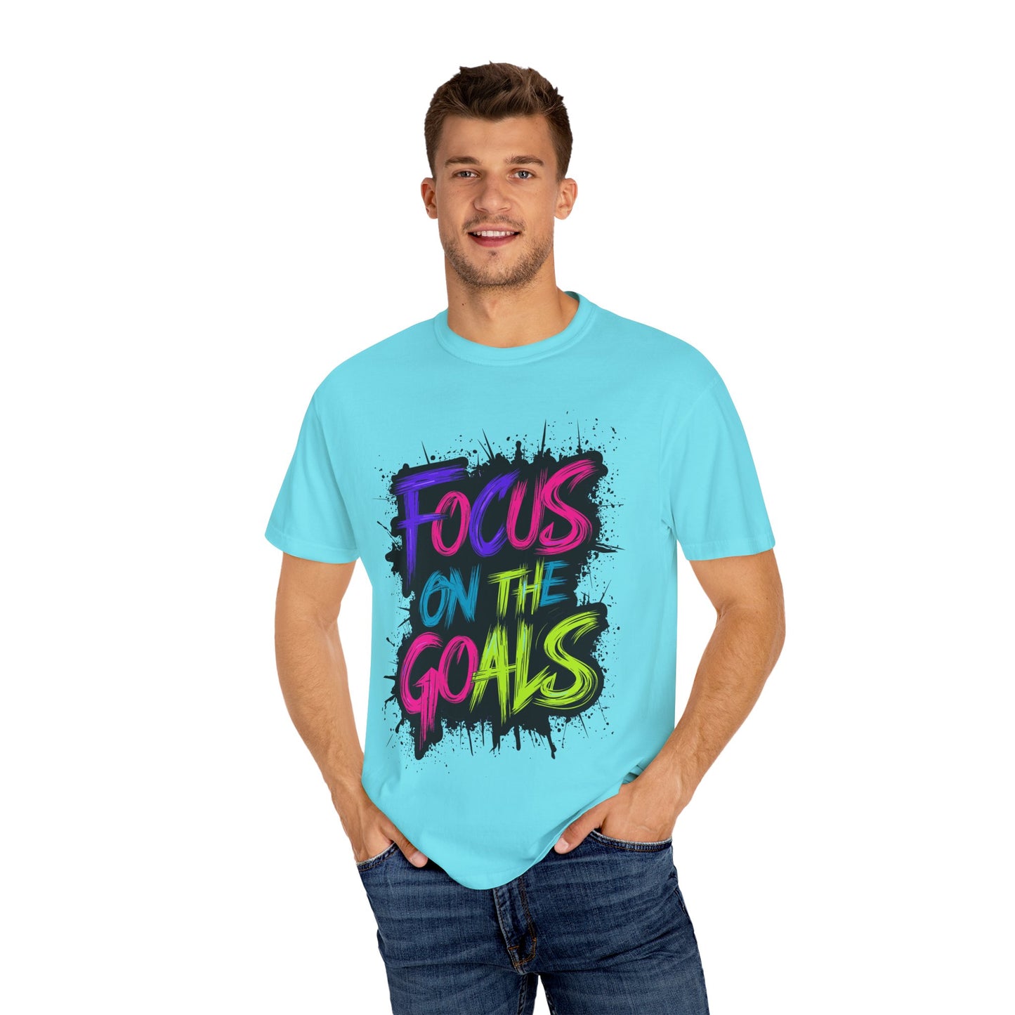Vibrant Inspirational T-Shirt - Focus on the Goals - Unisex Motivational Tee, Goal Setting Shirt, Fitness Reminder, Gift for Dreamers
