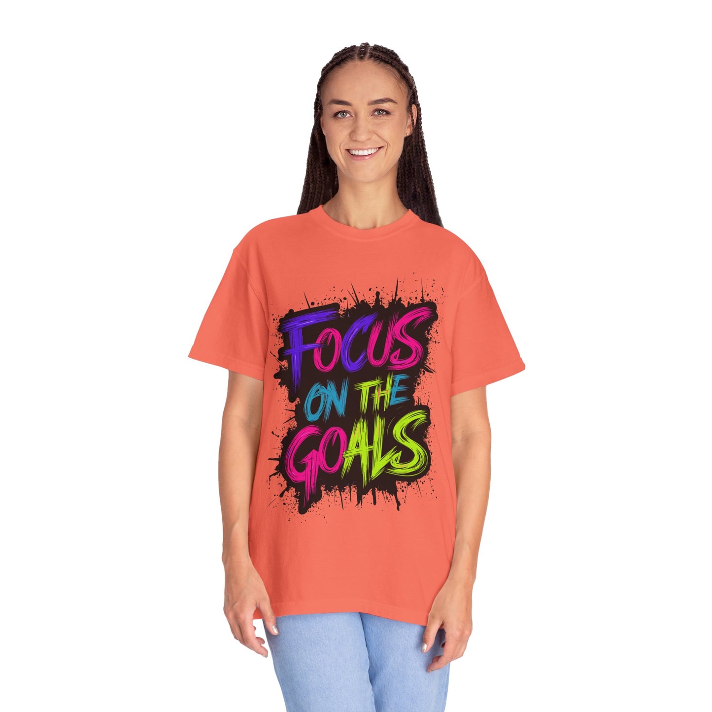 Vibrant Inspirational T-Shirt - Focus on the Goals - Unisex Motivational Tee, Goal Setting Shirt, Fitness Reminder, Gift for Dreamers