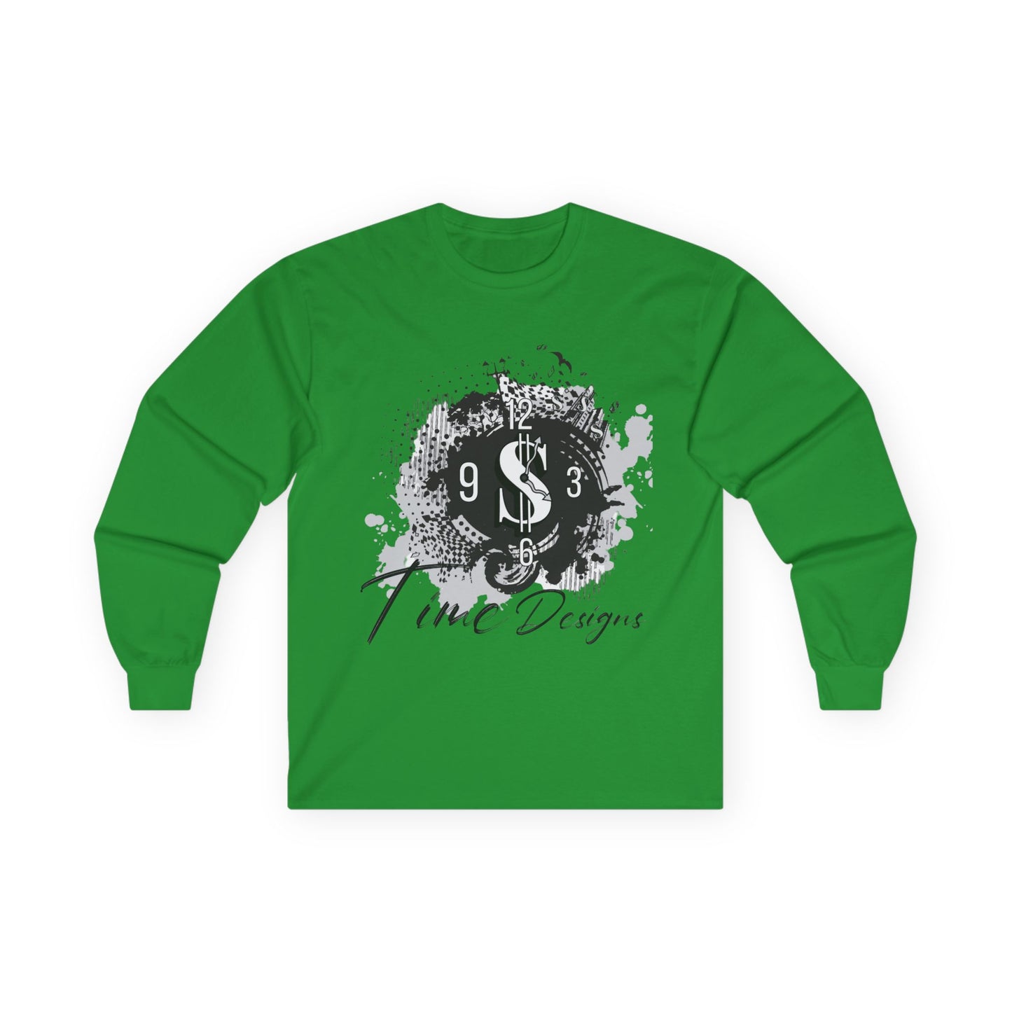 Stylish Unisex Long Sleeve Tee - Time Design with Dollar Sign