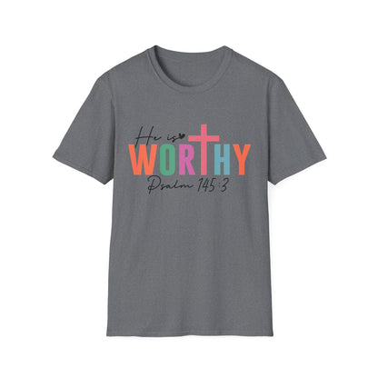 He is Worthy T-Shirt, Unisex Christian Tee, Psalm 145 3 Shirt, Inspirational Gift, Faith-Based Apparel, Church Outfit